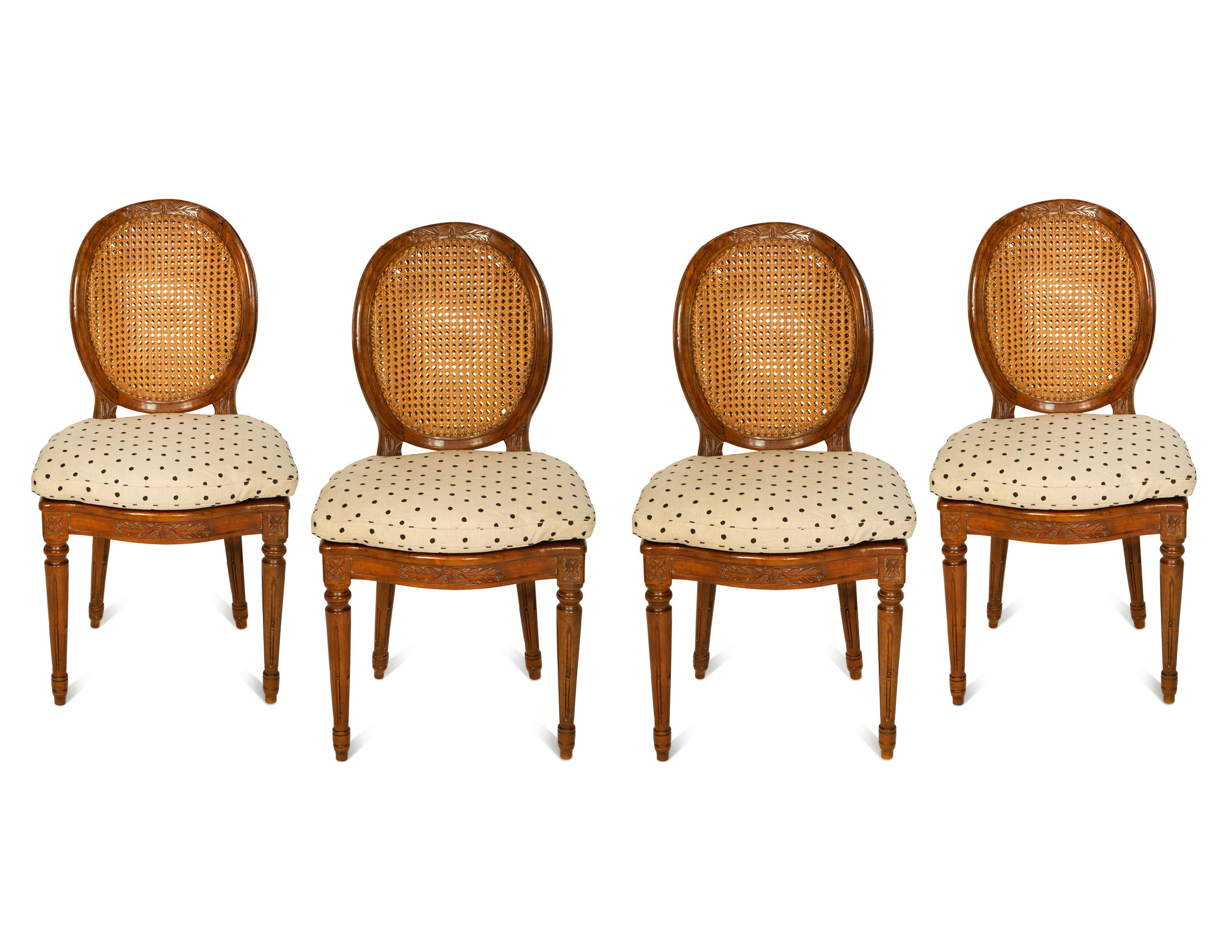 A Set of Four Louis XVI Style Side Chairs