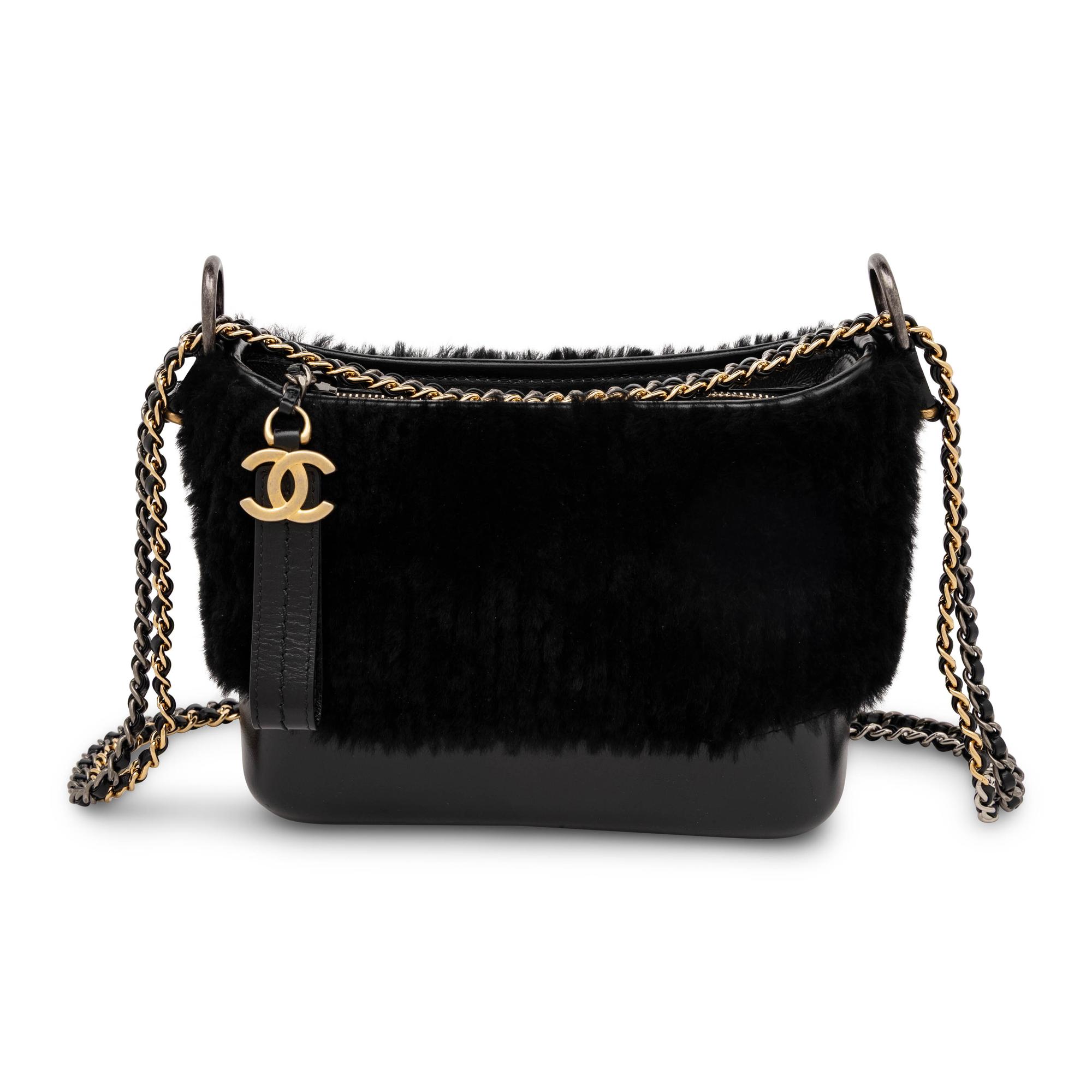 Chanel, Small Gabrielle Bag in Black Shearling