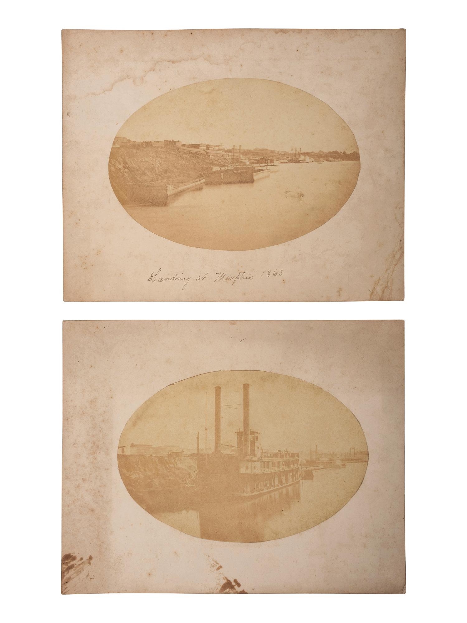 [CIVIL WAR]. A group of 2 albumen photographs of Brown Water Navy ships, comprising: