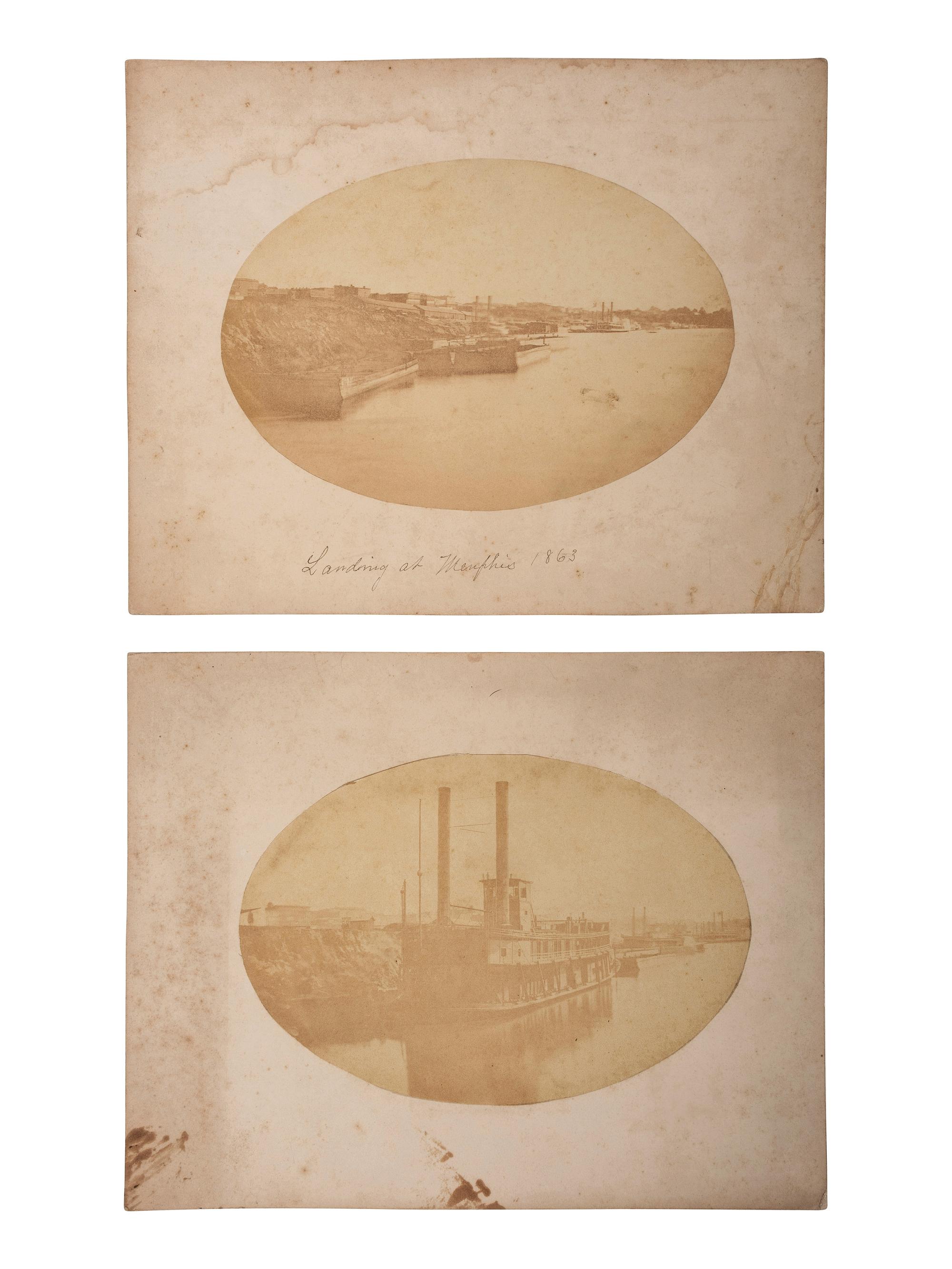 [CIVIL WAR]. A group of 2 albumen photographs of Brown Water Navy ships, comprising:
