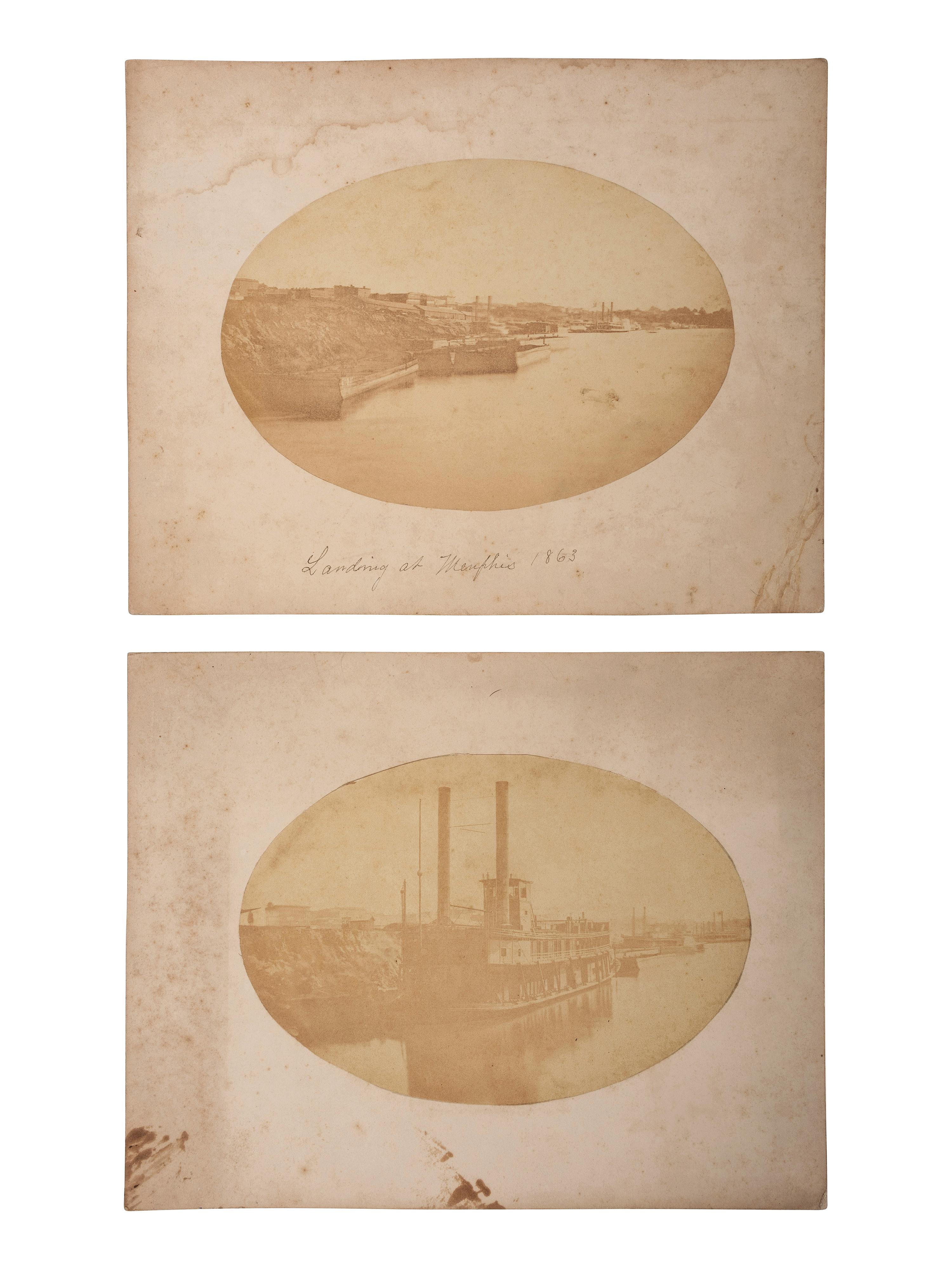 [CIVIL WAR]. A group of 2 albumen photographs of Brown Water Navy ships, comprising: