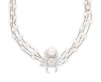TIFFANY & CO., PLATINUM, DIAMOND, AND CULTURED PEARL CRAB NECKLACE