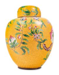 Three Chinese Yellow Ground Cloisonné Enameled Vessels