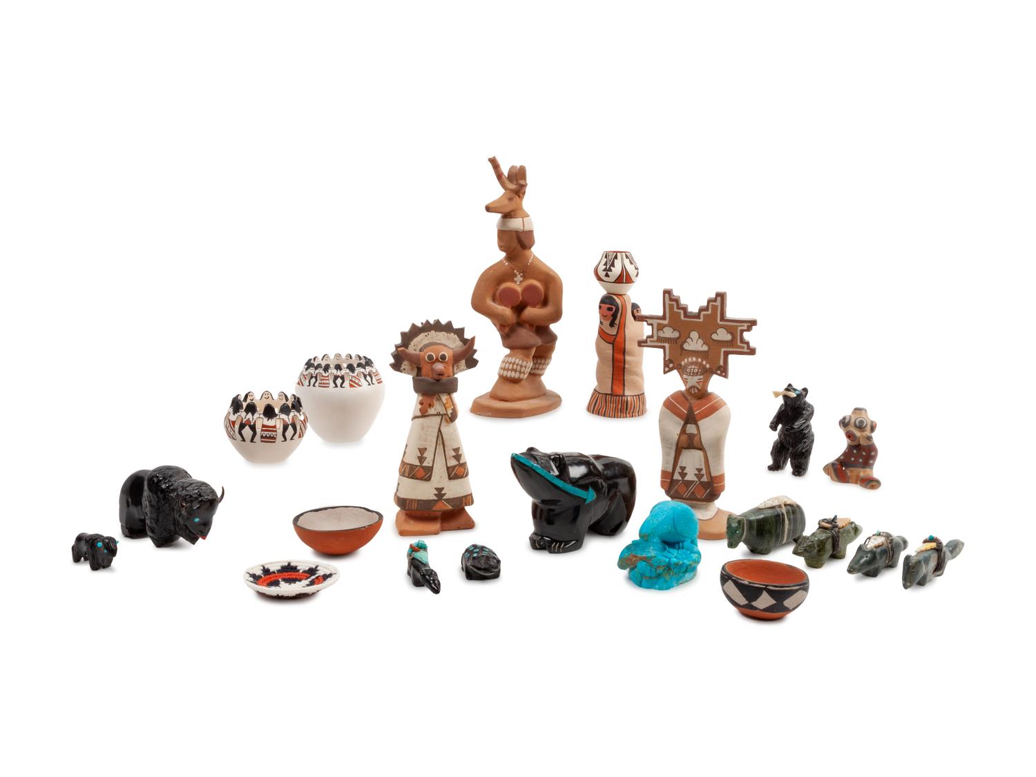 Collection of Zuni Fetishes and Pueblo Miniatures