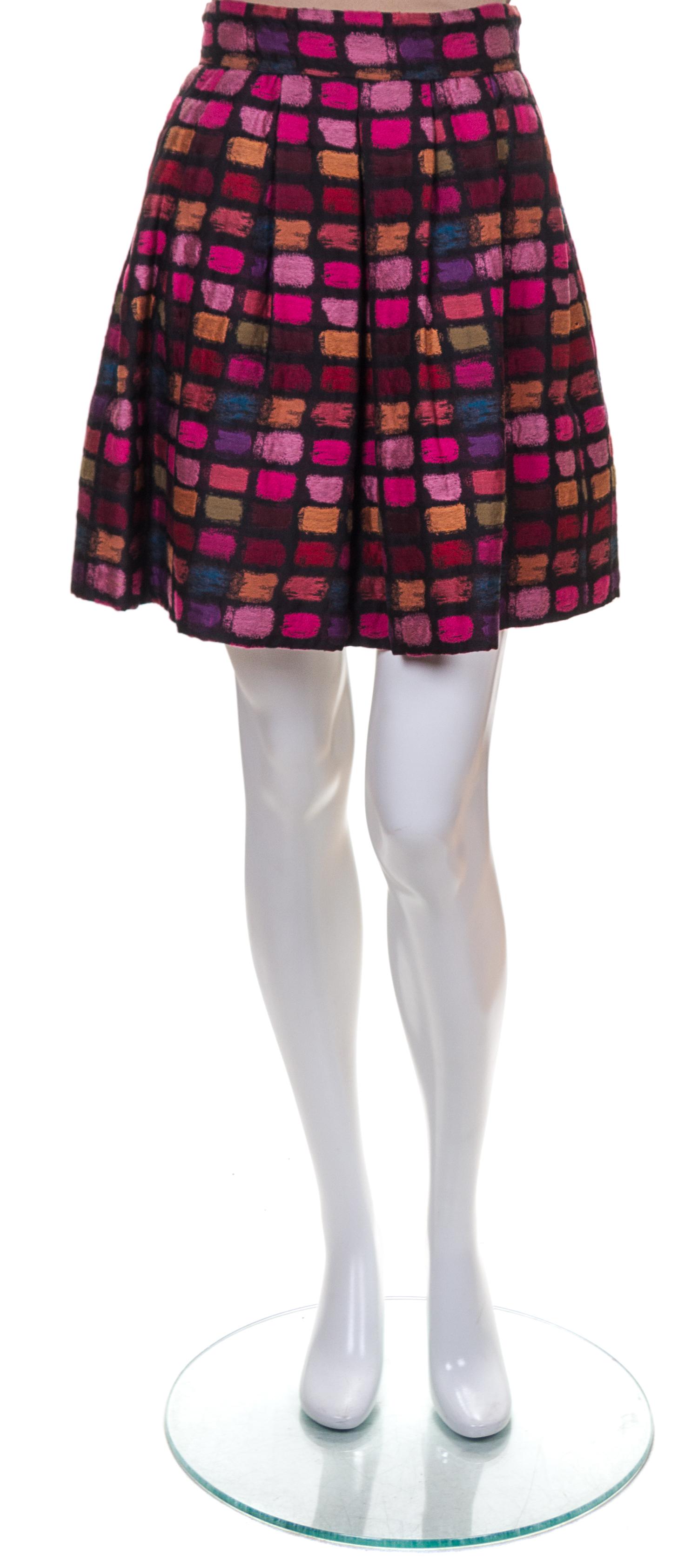 A Pauline Trigere Multicolor Patterned Skirt,