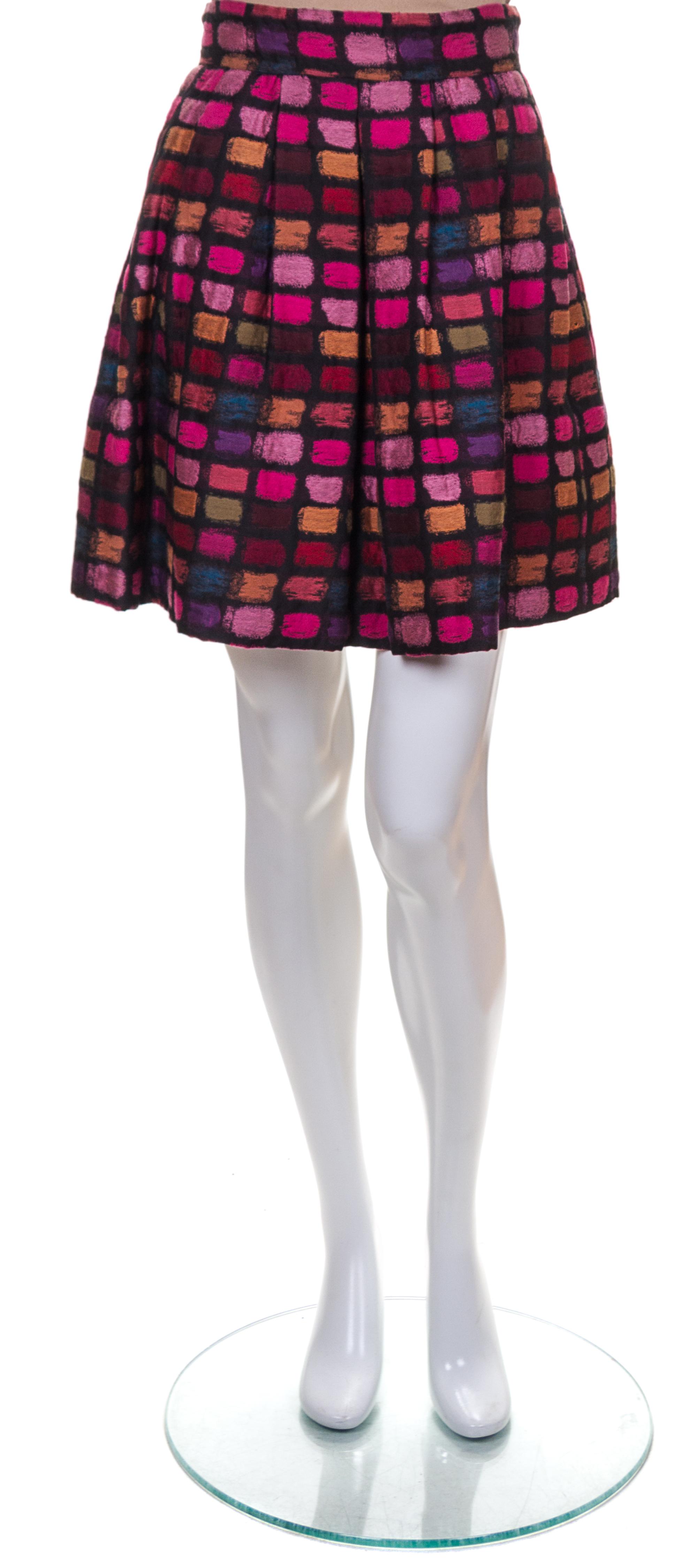 A Pauline Trigere Multicolor Patterned Skirt,