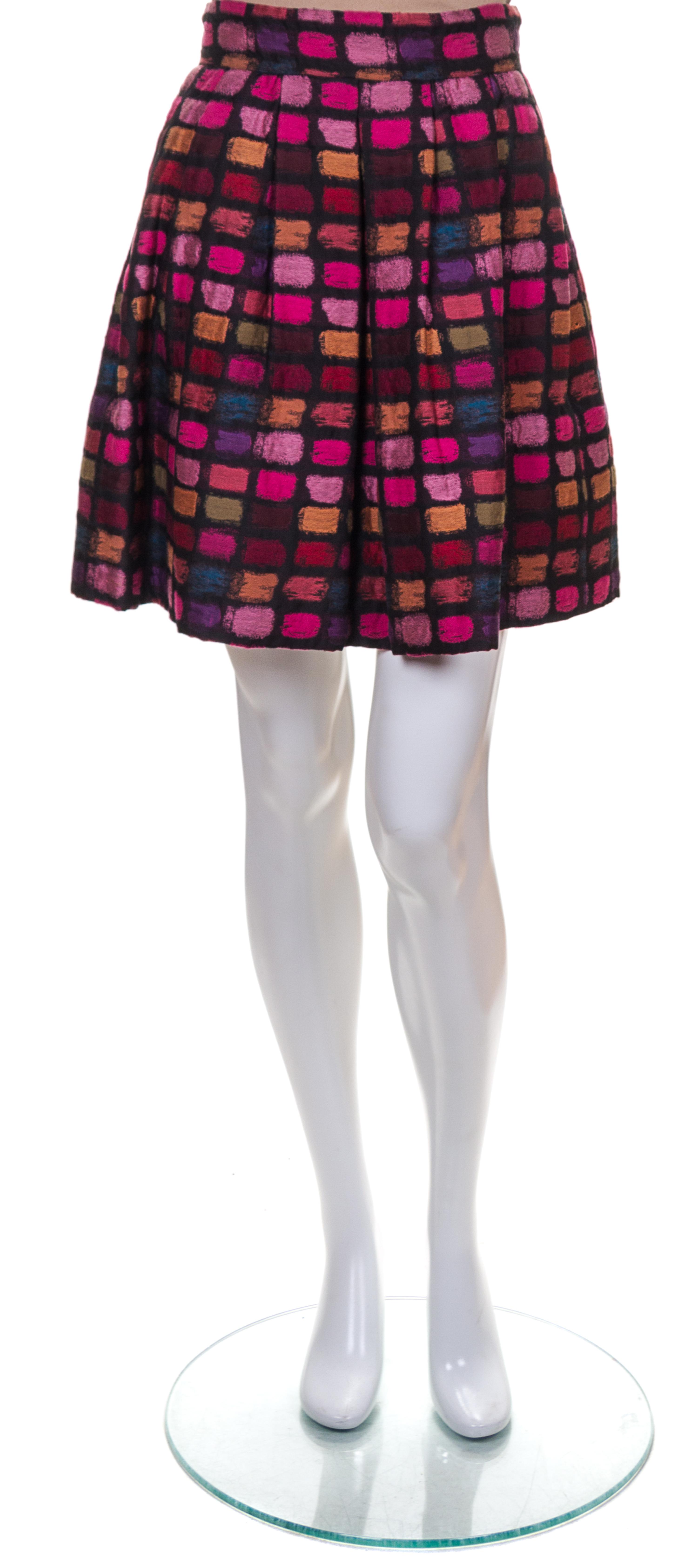 A Pauline Trigere Multicolor Patterned Skirt,