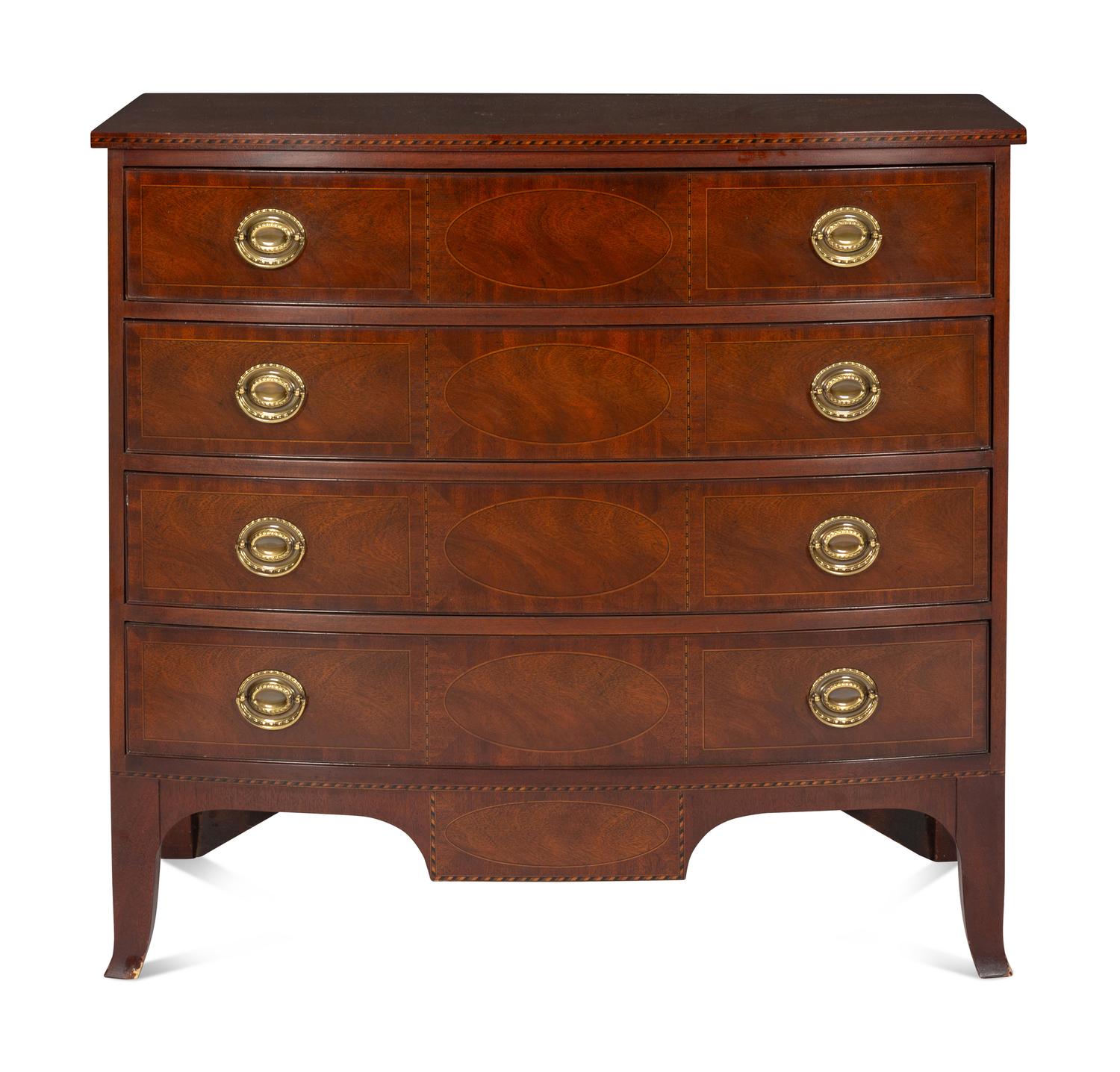 A Pair of Federal Style Mahogany Bow-Front Chests