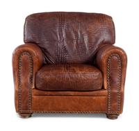 Three Embossed Leather Upholstered Club Chairs