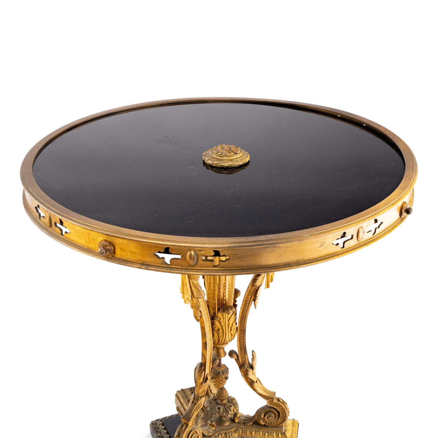 A Pair of Neoclassical Style Gilt Bronze and Marble Occasional Tables