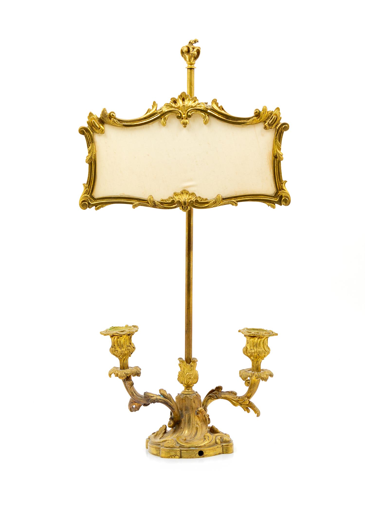 A Louis XV Style Gilt Bronze Candelabrum with Screen