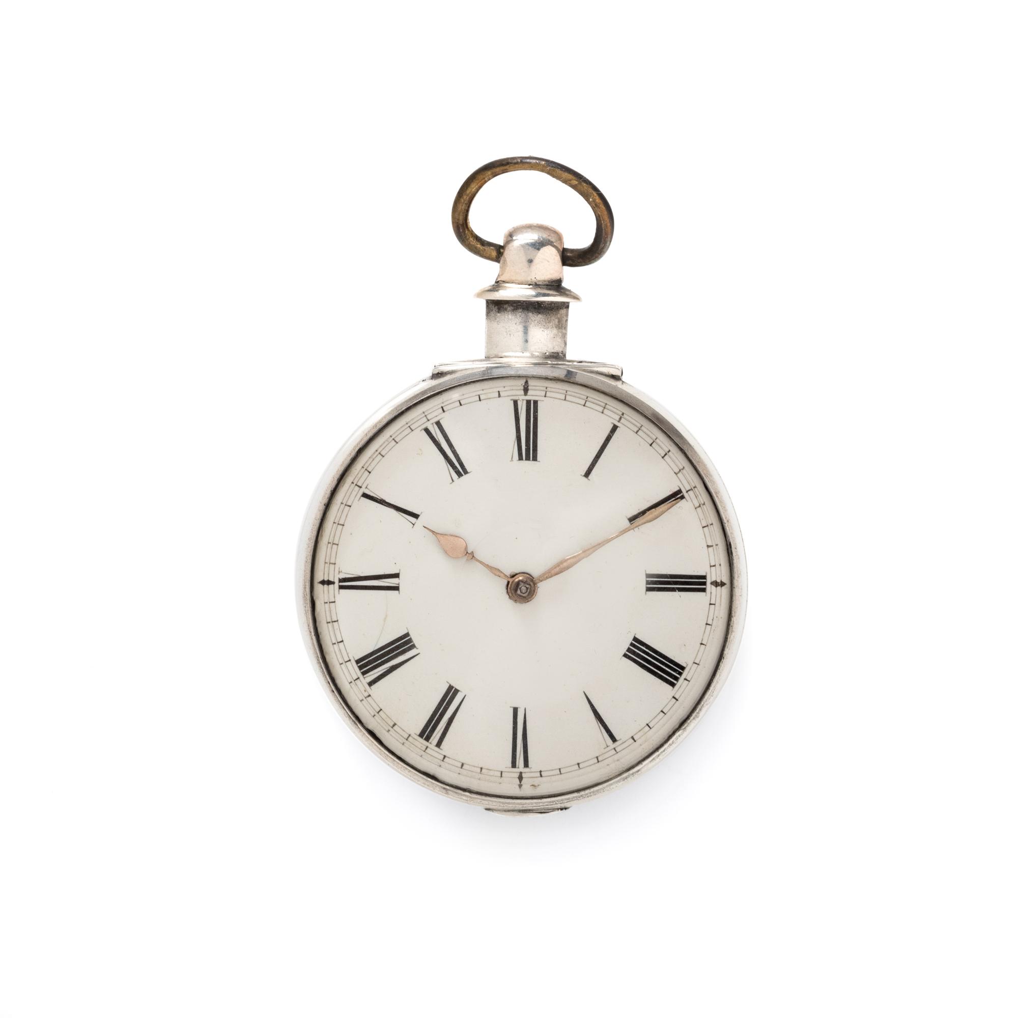 BRITISH, STERLING SILVER OPEN FACE POCKET WATCH