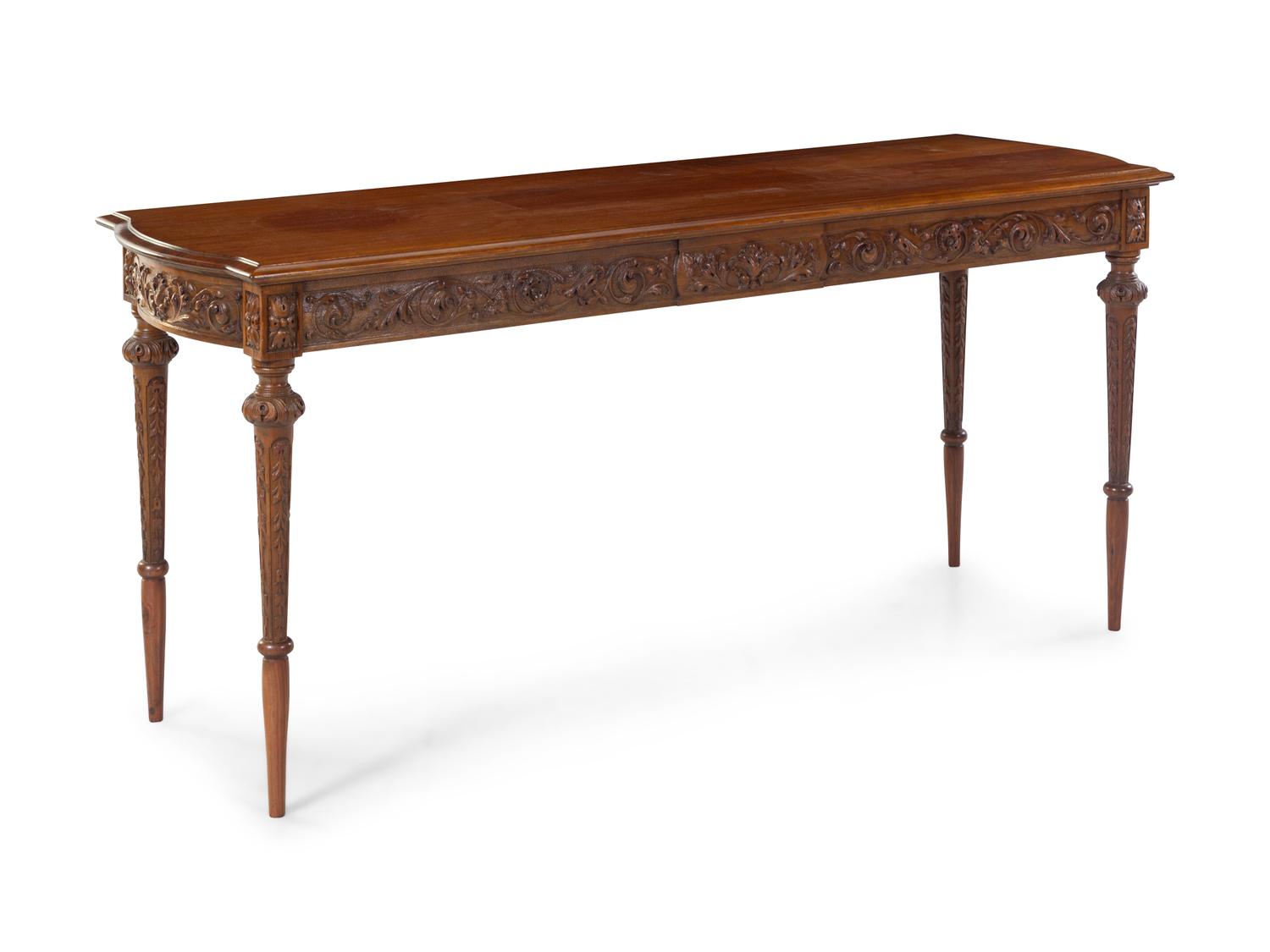 A Louis XVI Style Carved Walnut Table