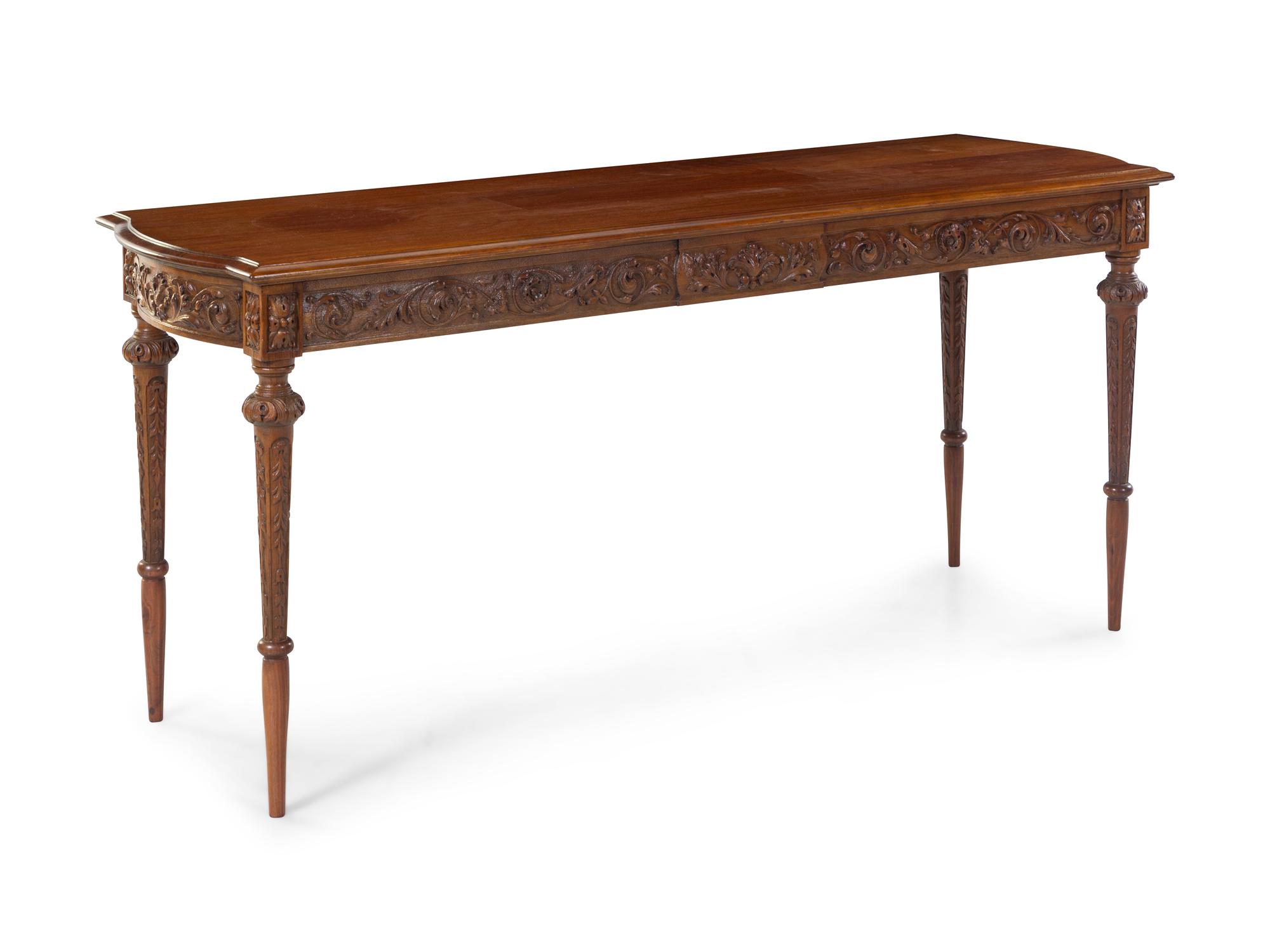 A Louis XVI Style Carved Walnut Table