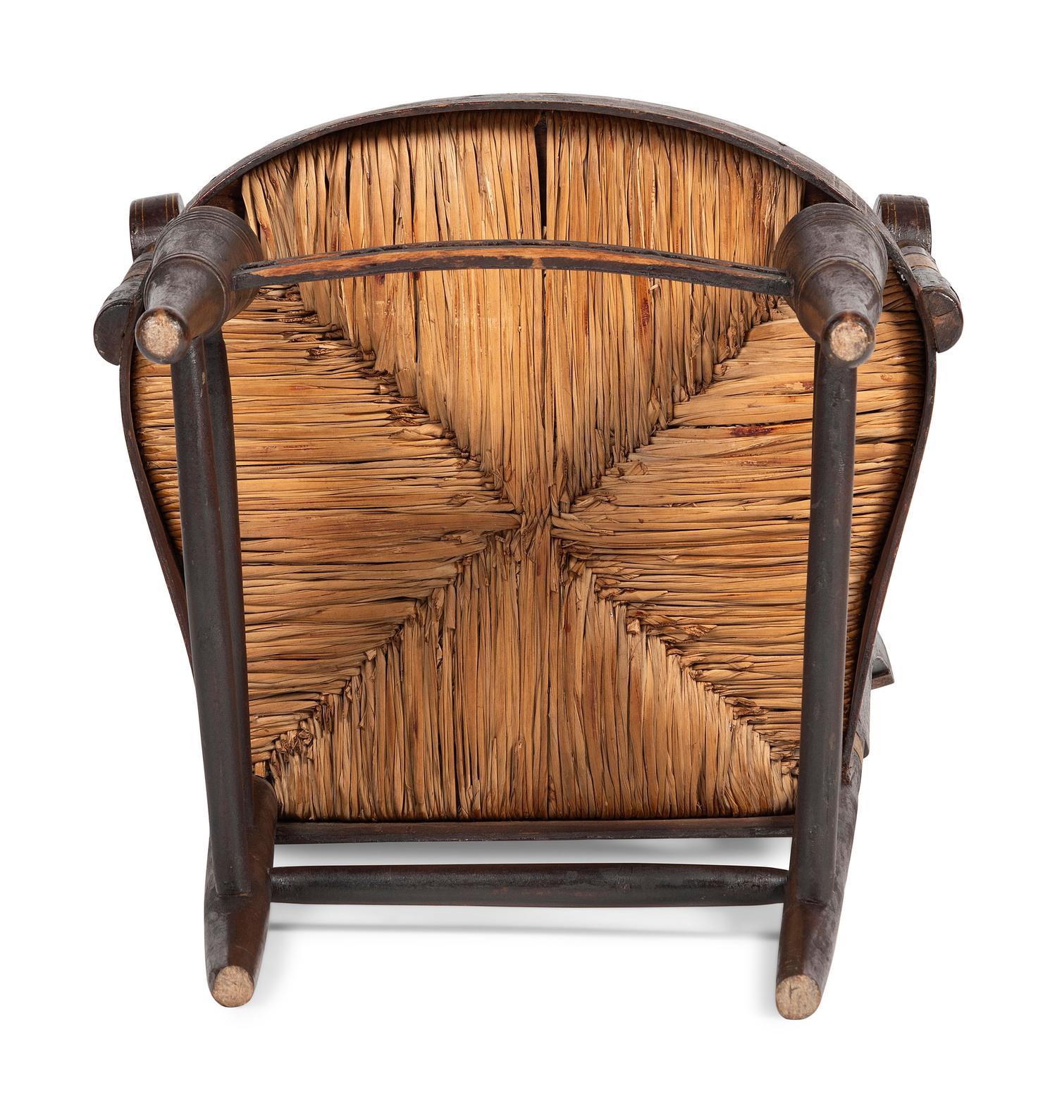 A Classical Paint-Decorated Fancy Child's Hitchcock Rush-Seat Armchair