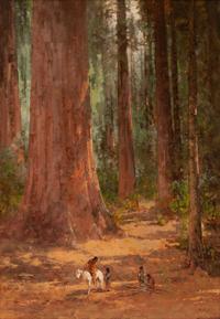 Indian on Horseback Amongst Sequoias