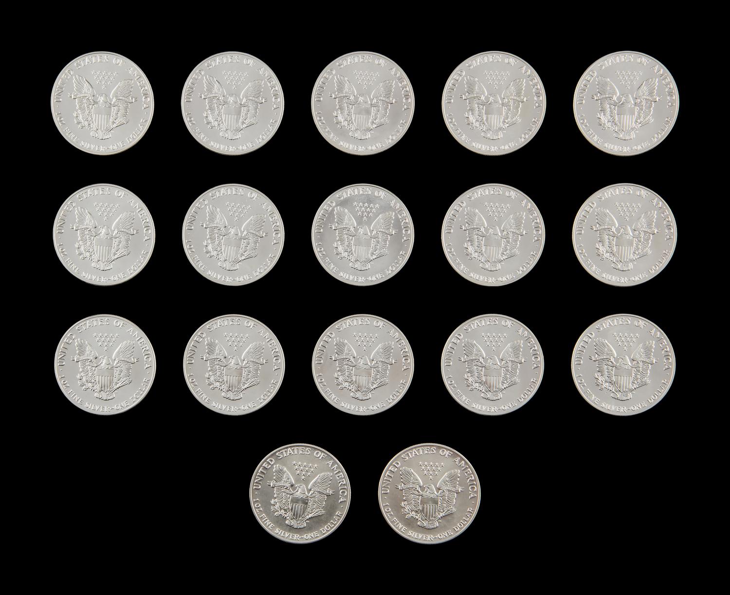 A Group of Seventeen 1991 Silver Eagle $1 Coins