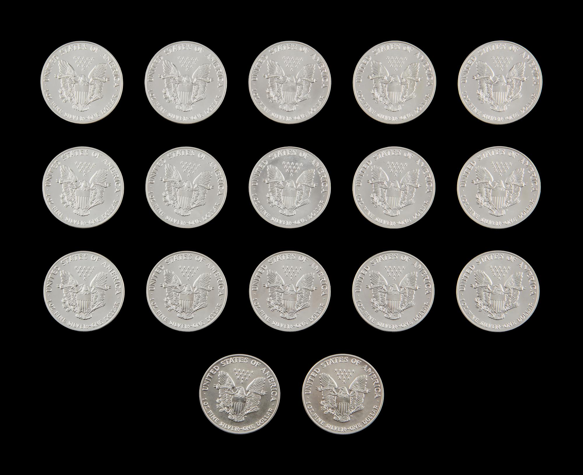 A Group of Seventeen 1991 Silver Eagle $1 Coins
