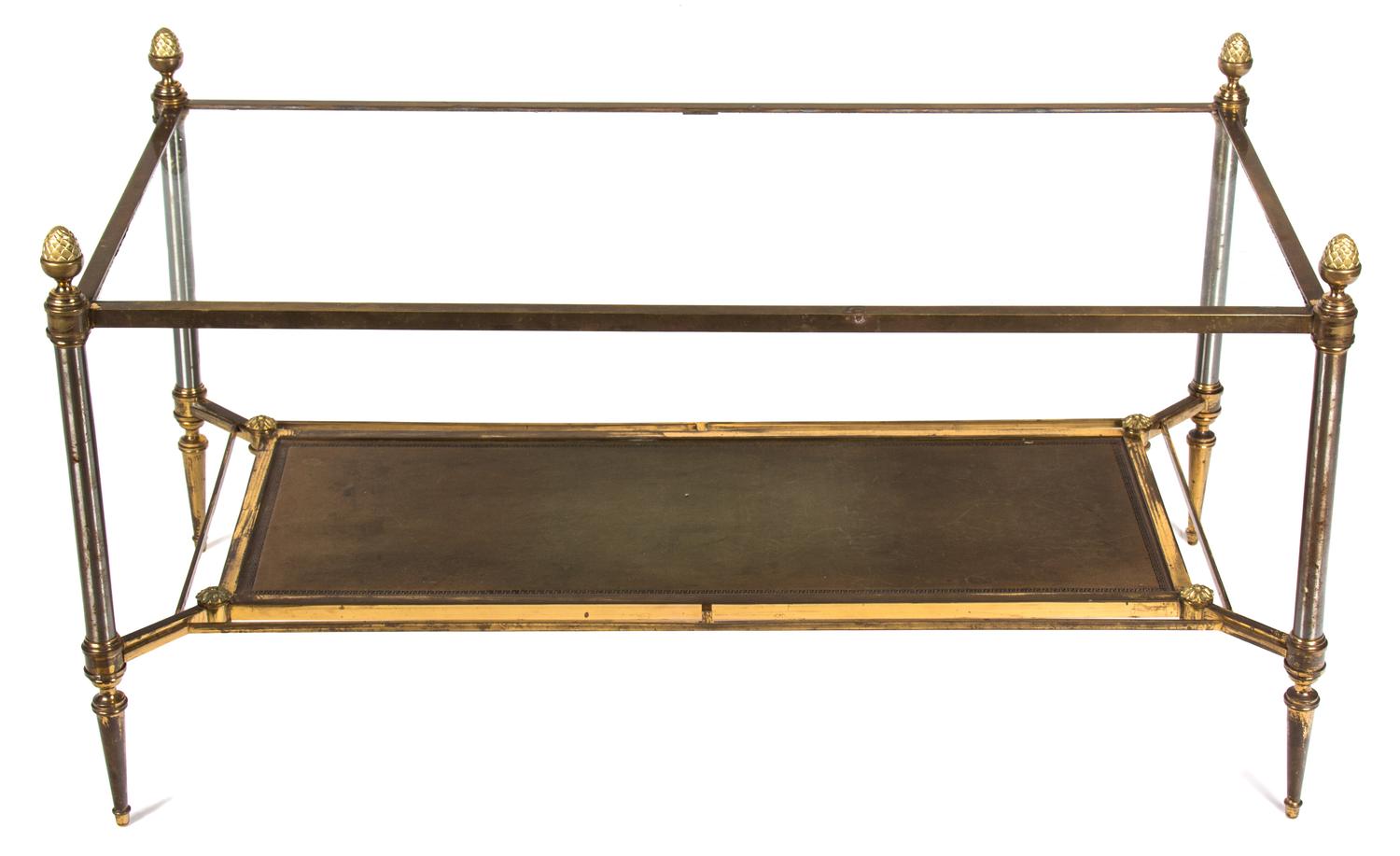 A Maison Ramsey Bronze and Glass Coffee Table Height 19 1/4 x width 36 1/2 x depth 19 inches. — MID 20TH CENTURY
