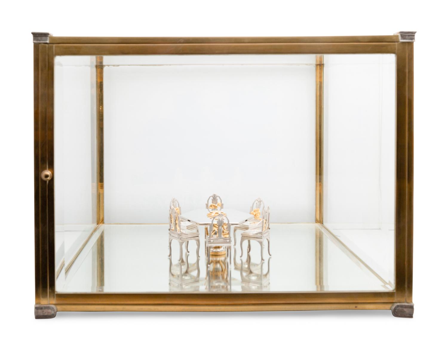 A Yossi Swed Judaica Partial Gilt Silver Dining Table Seder Plate and Vitrine