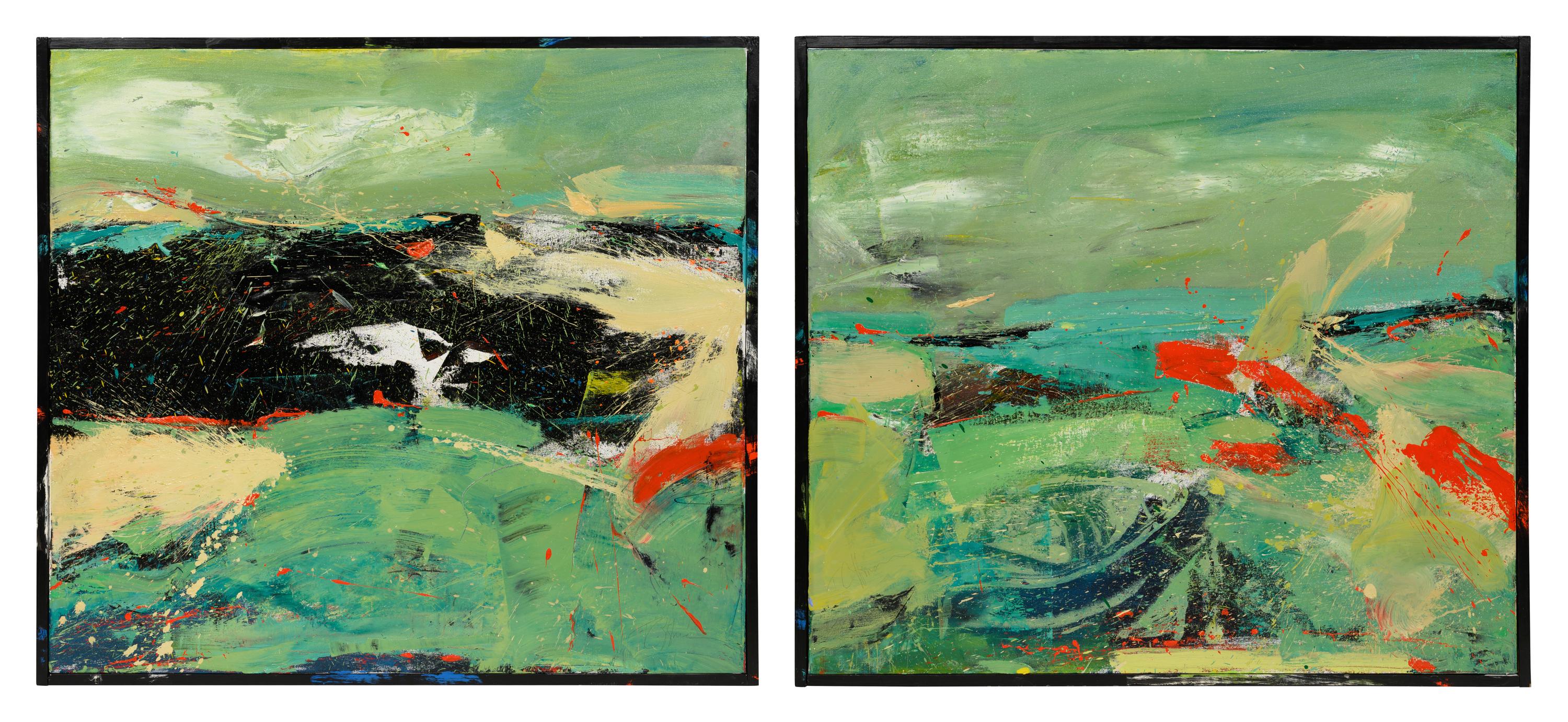 Storm Over the Lake (diptych)