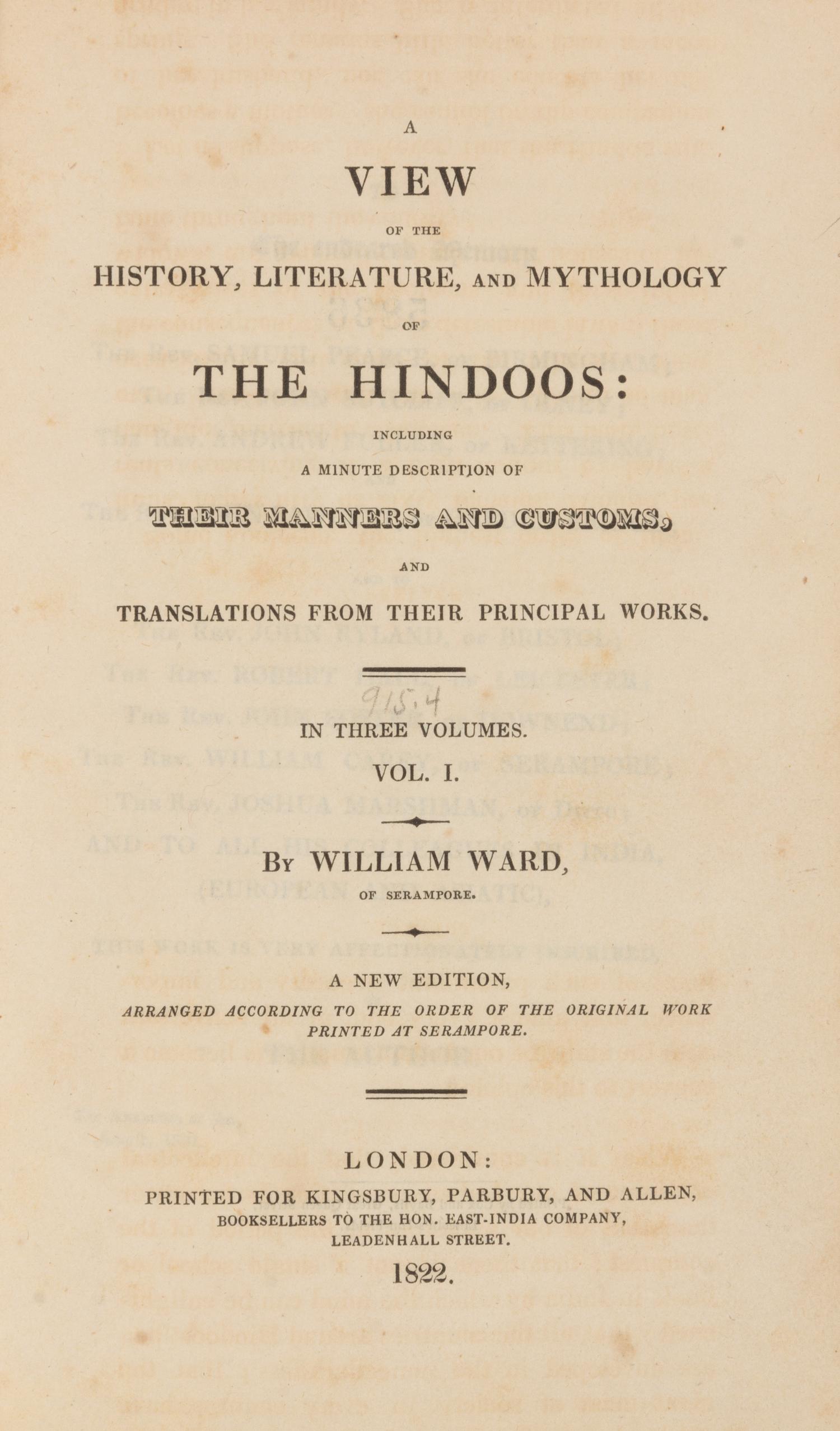 [INDIA]. A group of works about India. Together, 5 works in 7 volumes.