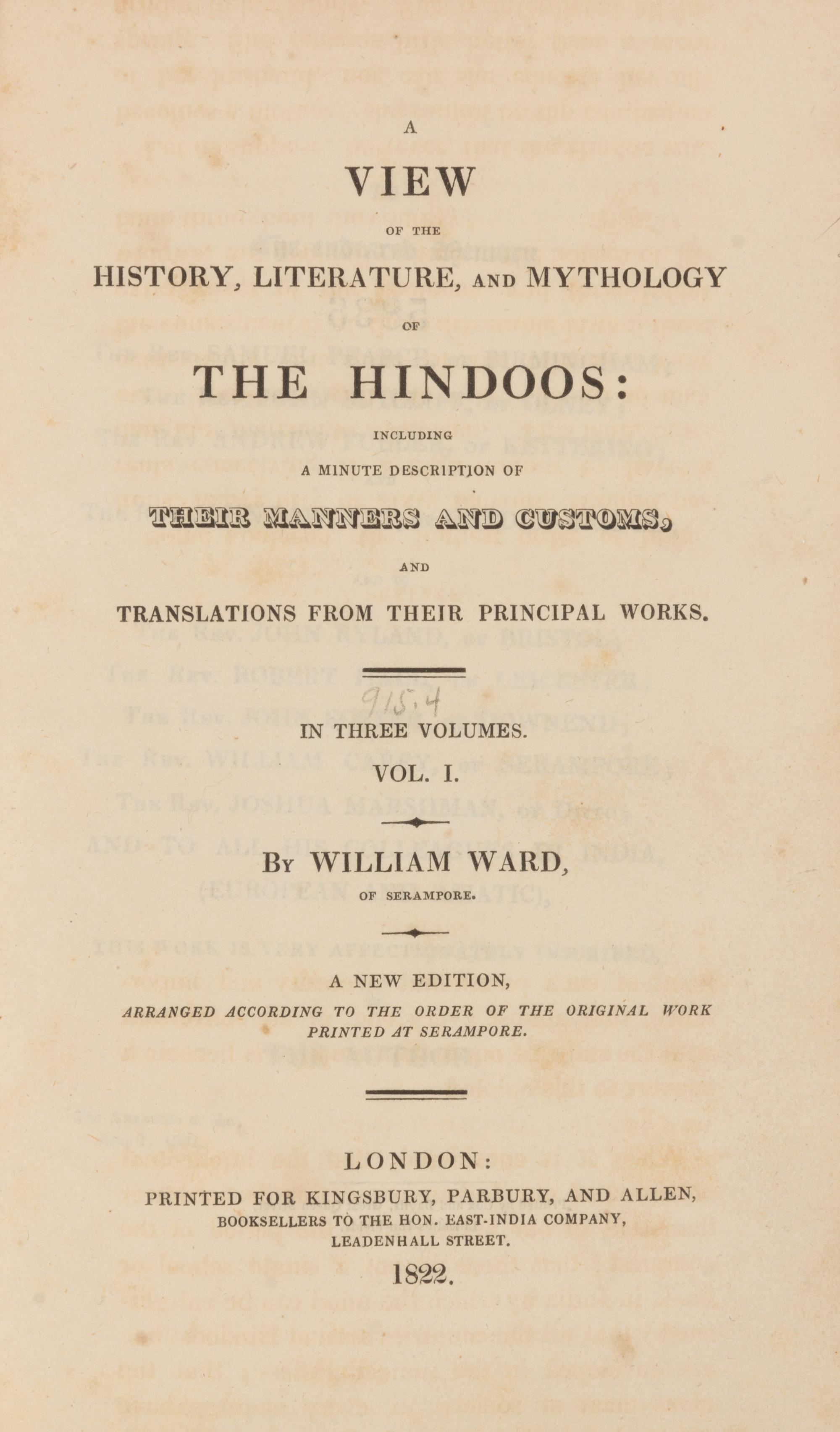 [INDIA]. A group of works about India. Together, 5 works in 7 volumes.