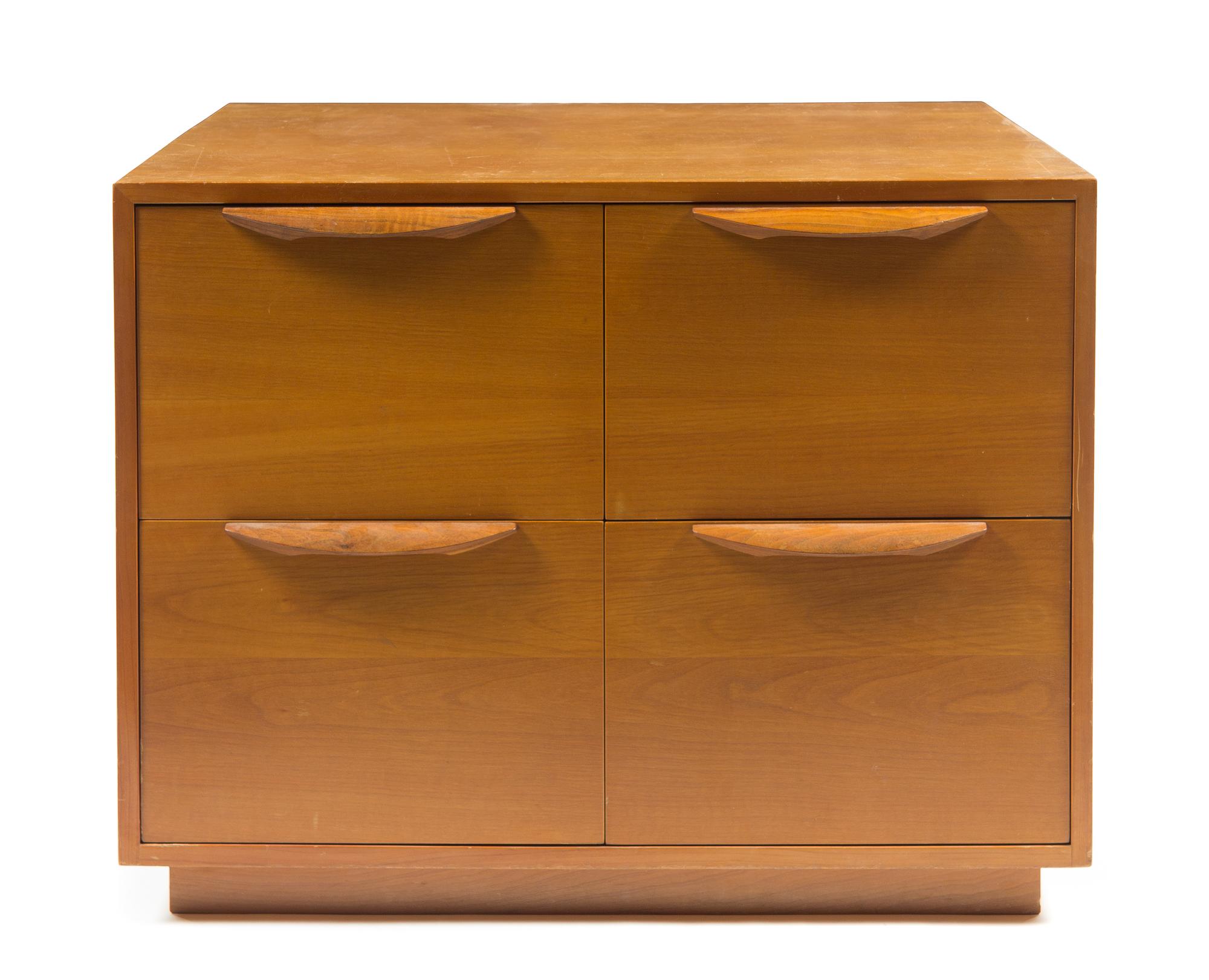 An American Walnut Low Cabinet, Baldwin Kingrey Height 24 5/8 x width 32 x depth 32 inches.