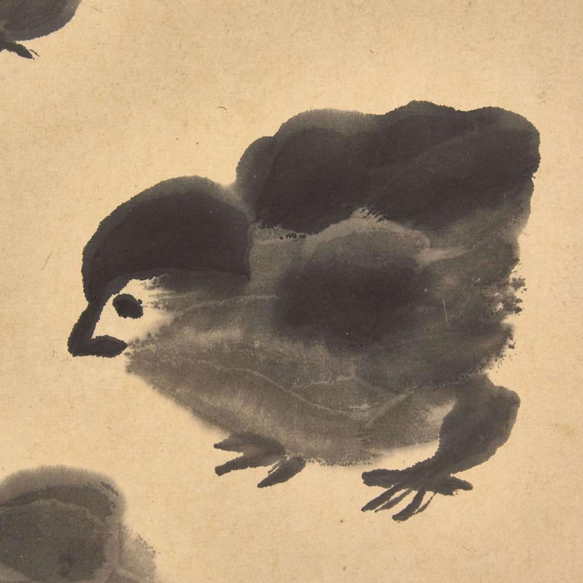 Attributed to Qi Baishi 齐白石（款） 雏鸡捉虫图 (Chinese b.1864-d.1957)