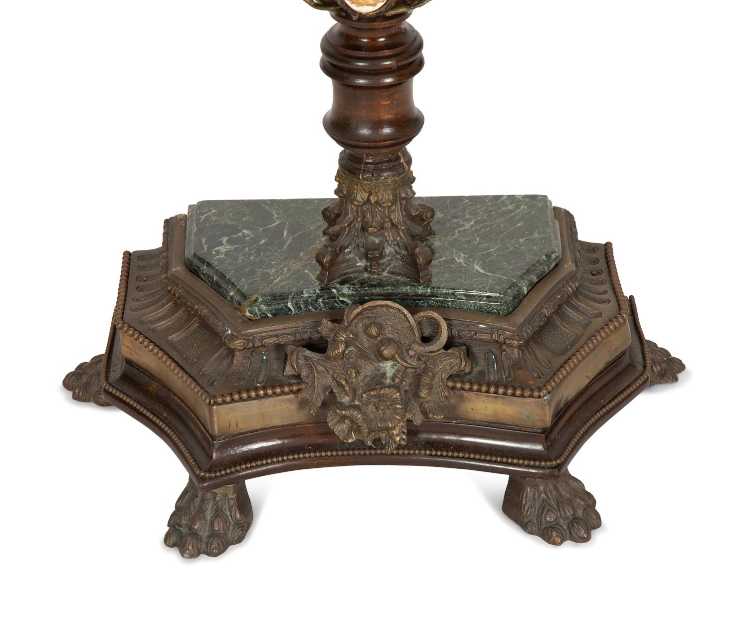 A Napoleon III Brass Mounted Table with Green Marble Inset Top and Base — 20th Century