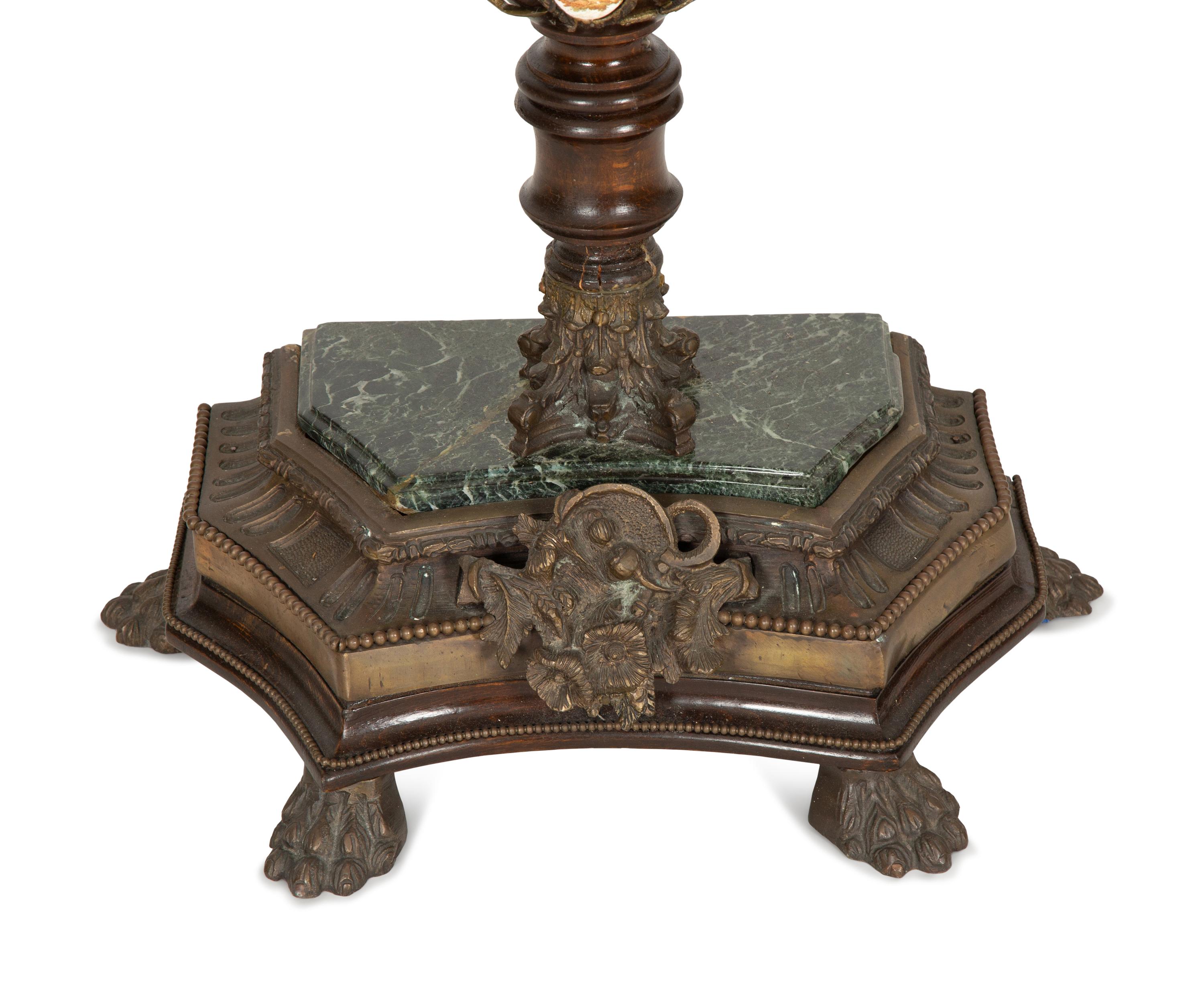 A Napoleon III Brass Mounted Table with Green Marble Inset Top and Base — 20th Century