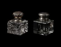 A Cartier Silver Mounted Cut Glass Ink Well