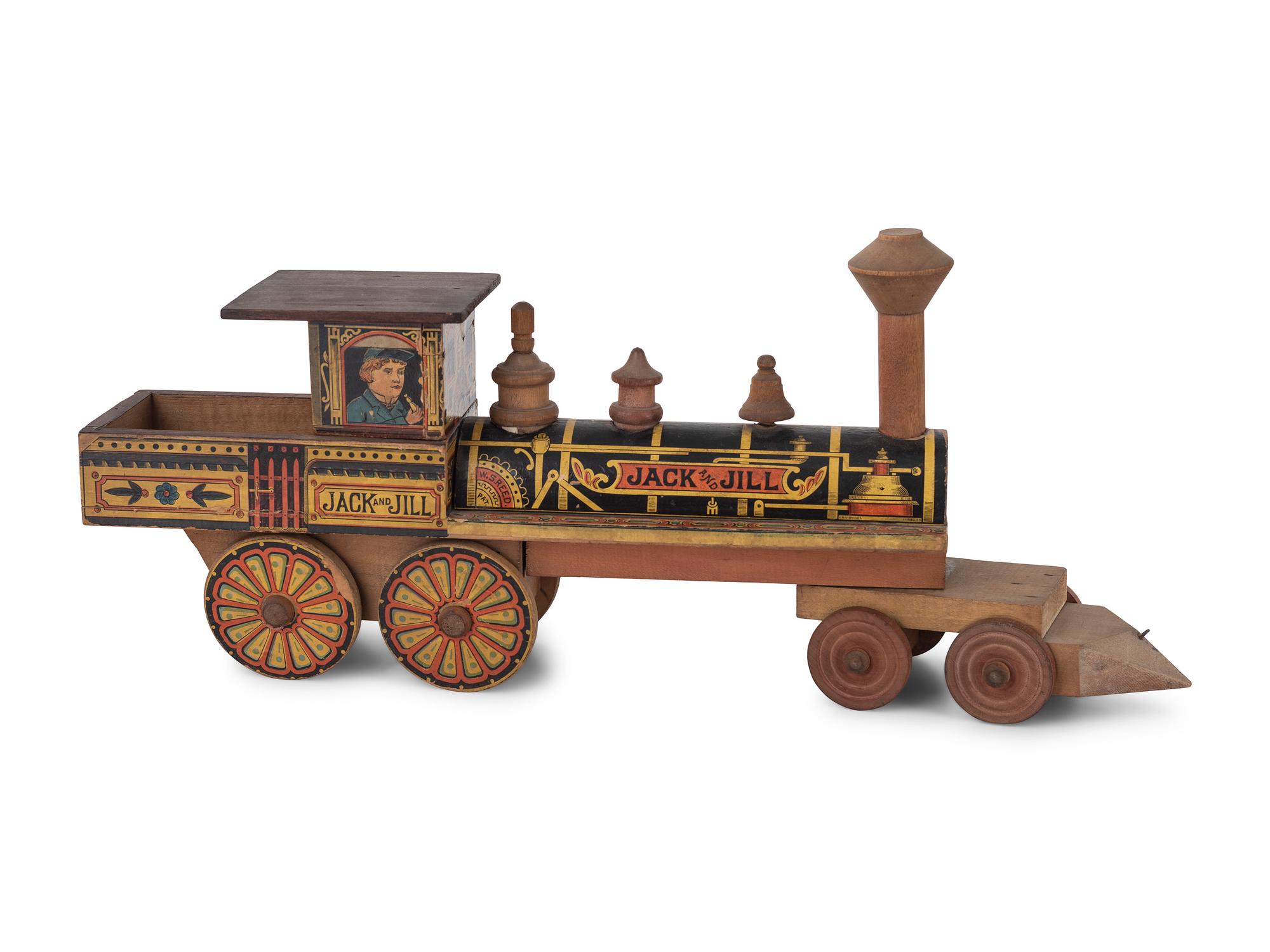 A Reed Toys Jack and Jill Mother Goose Railroad Engine and Passenger Car