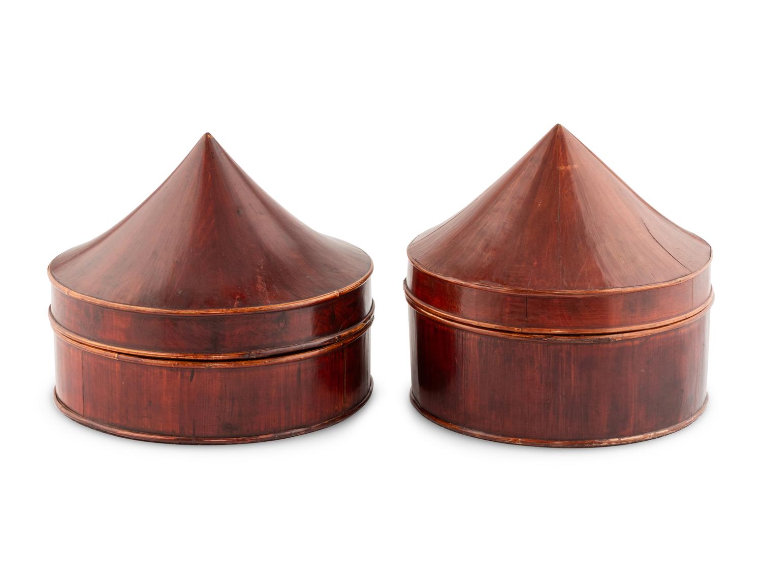 A Pair of Asian Red Lacquer Boxes
