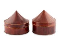 A Pair of Asian Red Lacquer Boxes