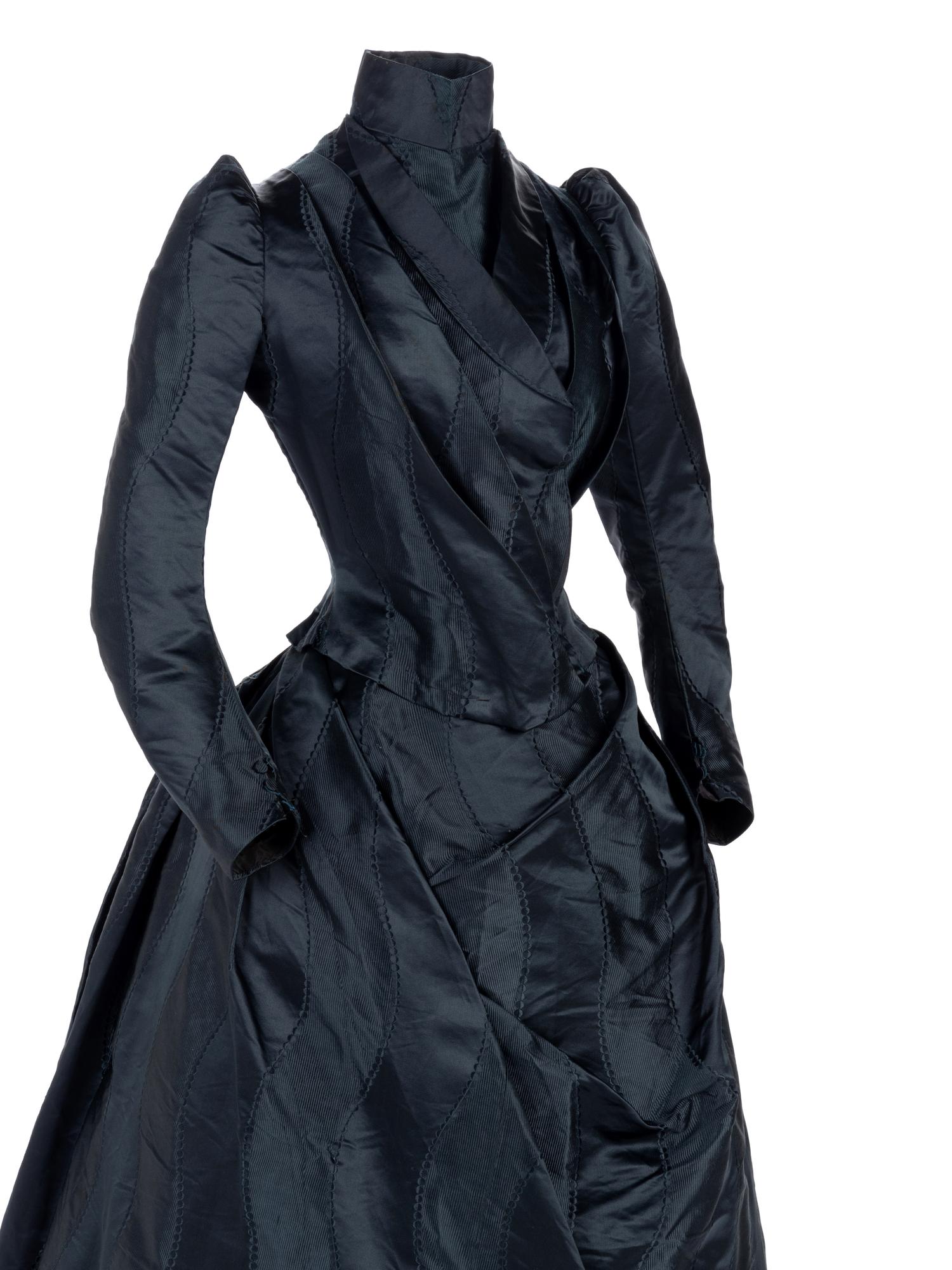 Two Silk Bustle Dresses, 1890s