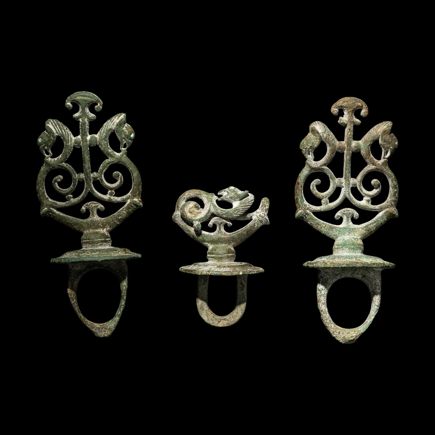 Three Romano-Celtic Bronze Chariot Attachments