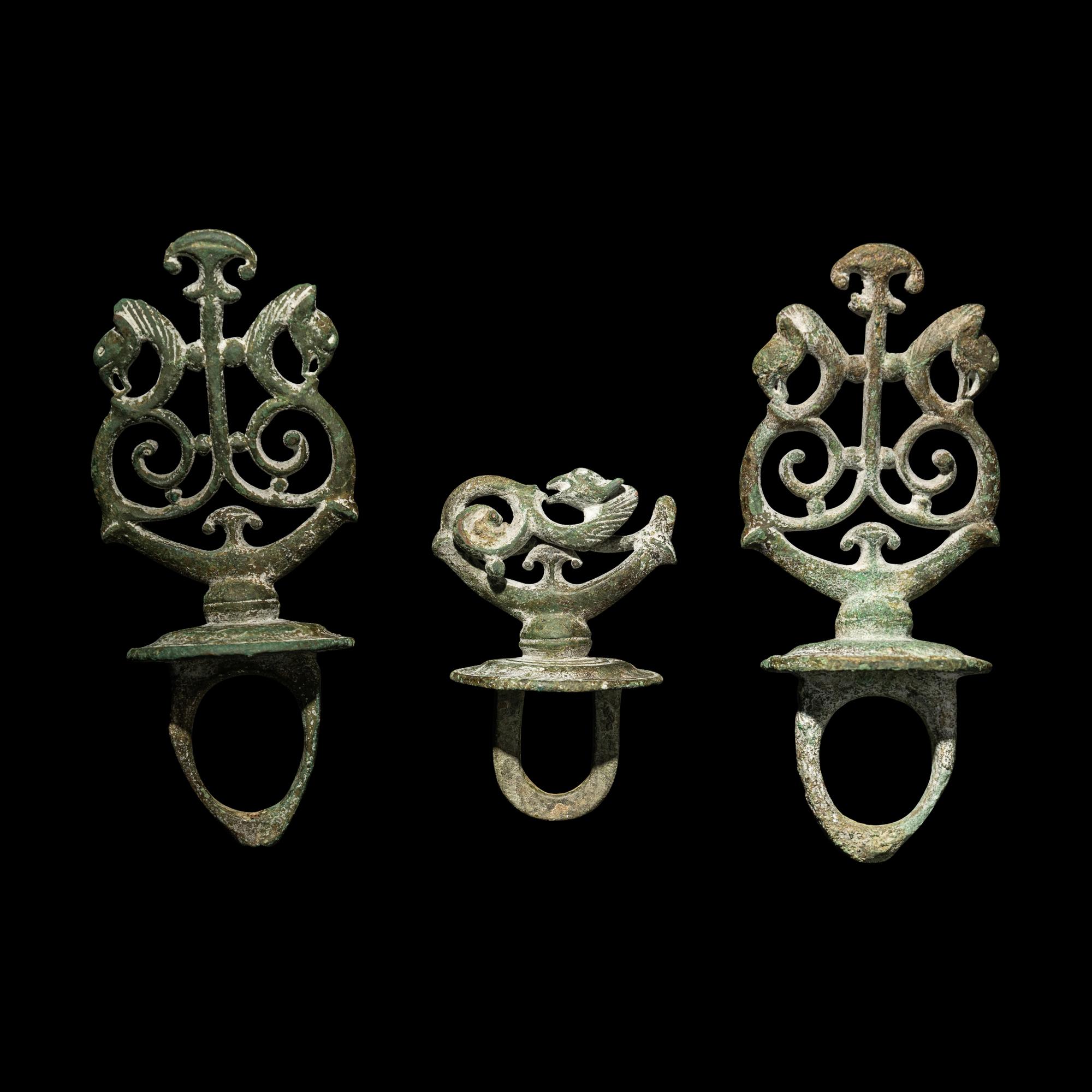 Three Romano-Celtic Bronze Chariot Attachments