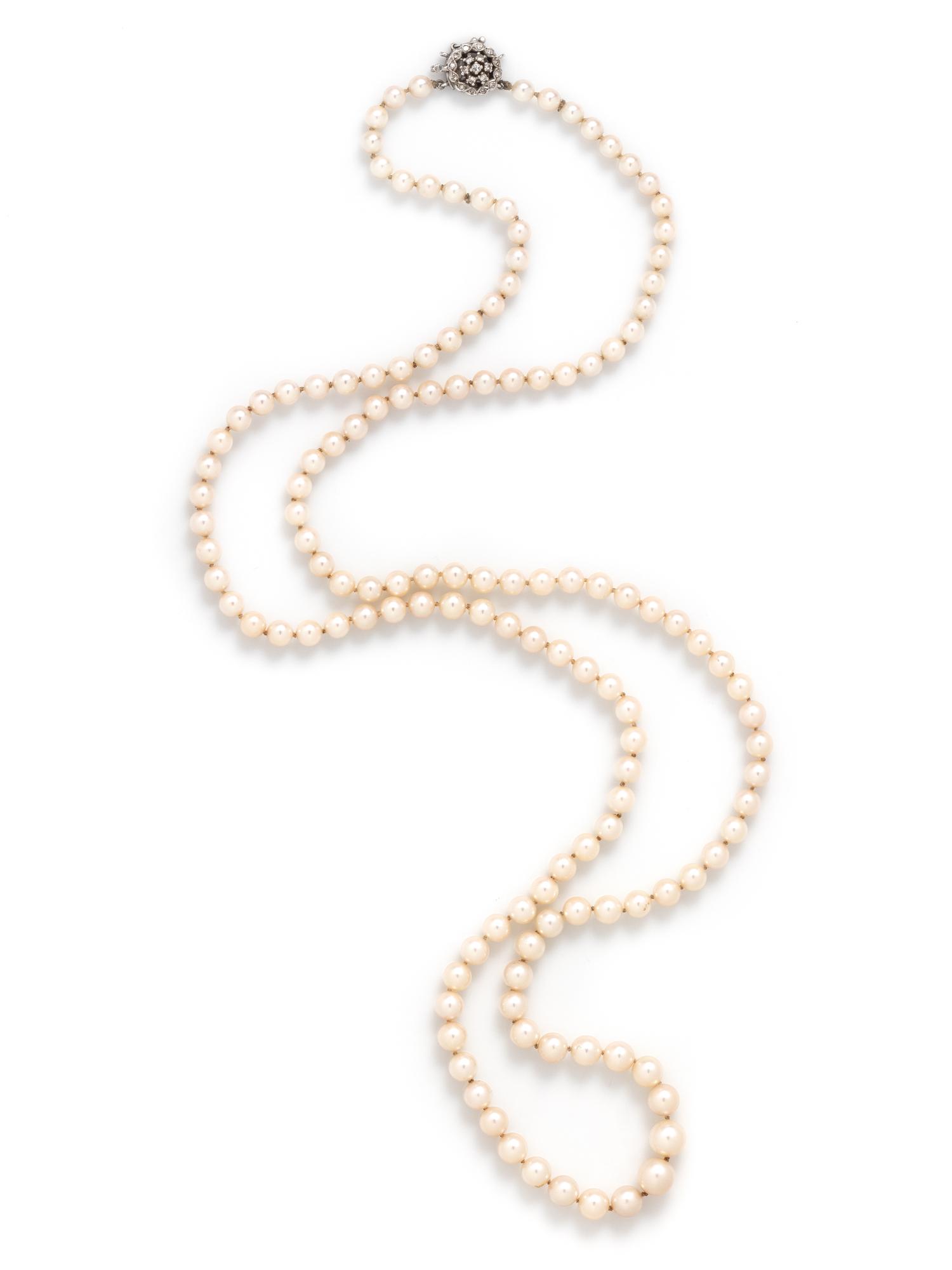 CULTURED PEARL AND DIAMOND NECKLACE