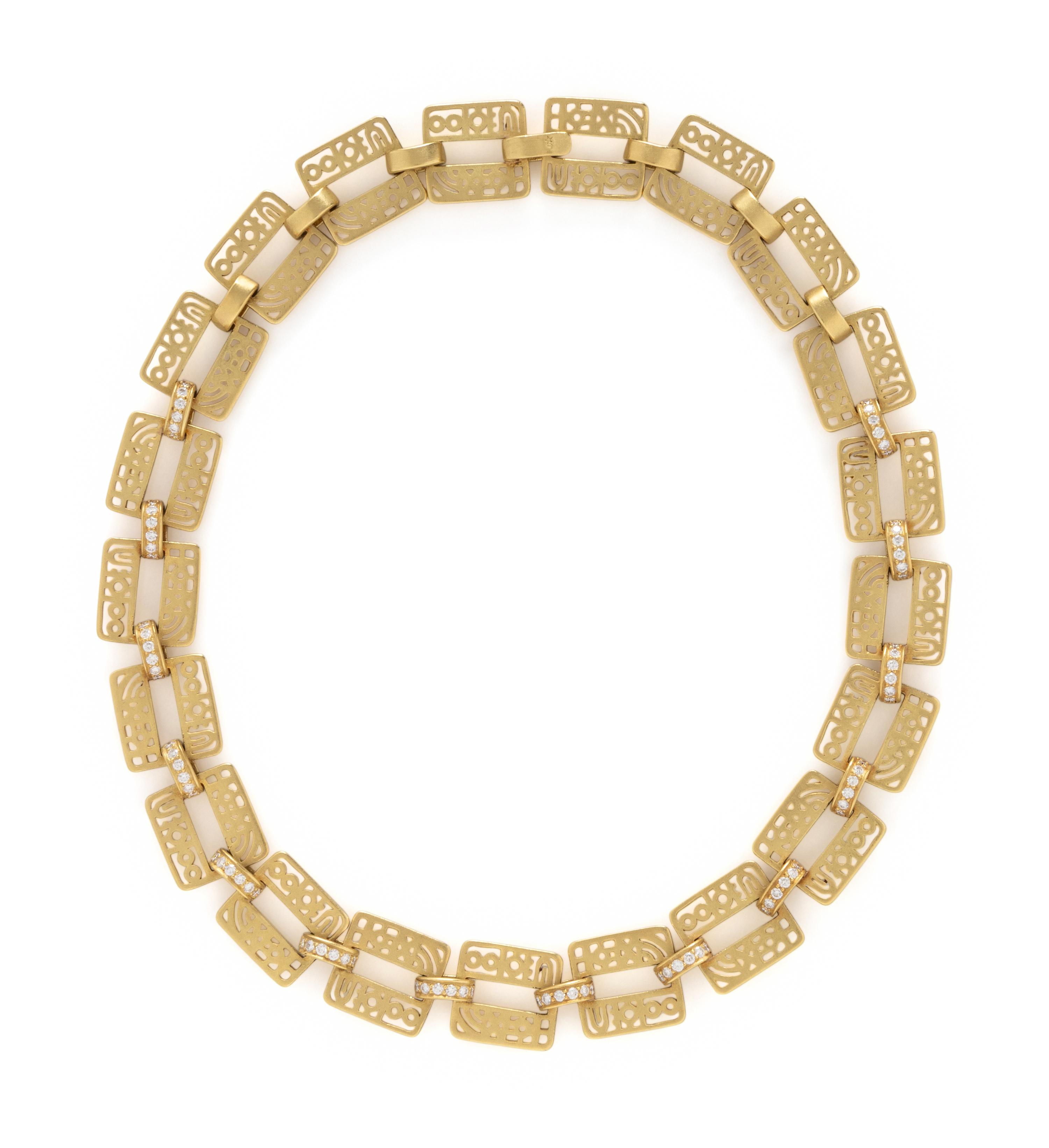 KIESELSTEIN-CORD, YELLOW GOLD AND DIAMOND NECKLACE