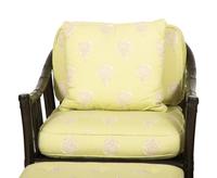 A McGuire Black Painted Rattan Six-Piece Furniture Suite
