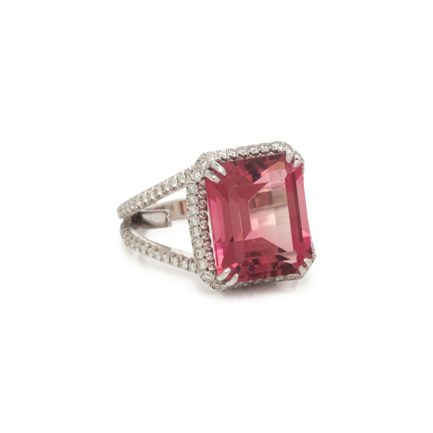PINK TOURMALINE, PINK SAPPHIRE AND DIAMOND RING