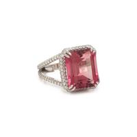 PINK TOURMALINE, PINK SAPPHIRE AND DIAMOND RING