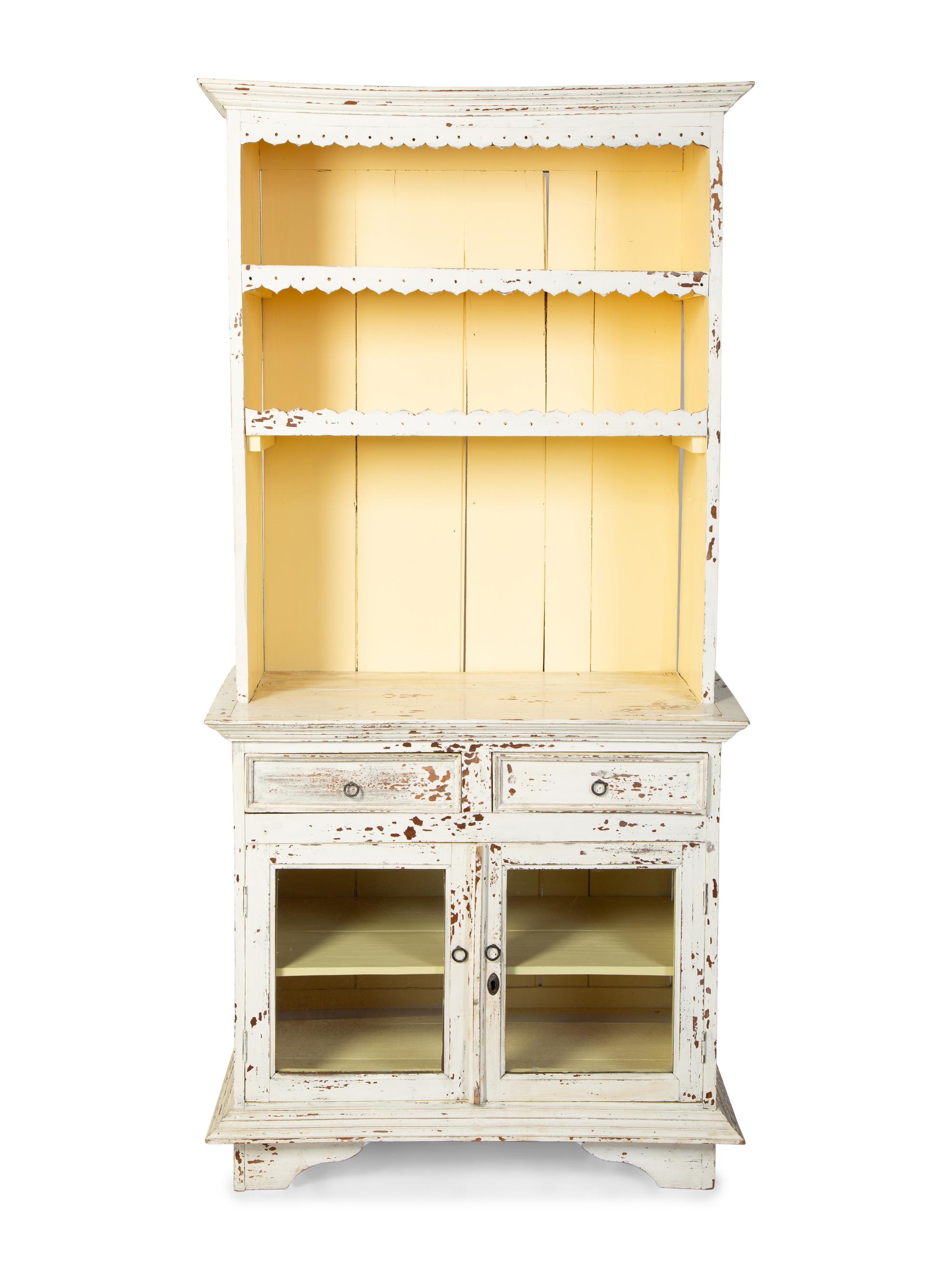 A Vintage White Painted Hutch — 19TH CENTURY