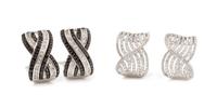A Collection of White Gold and Diamond Earclips, 9.50 dwts.