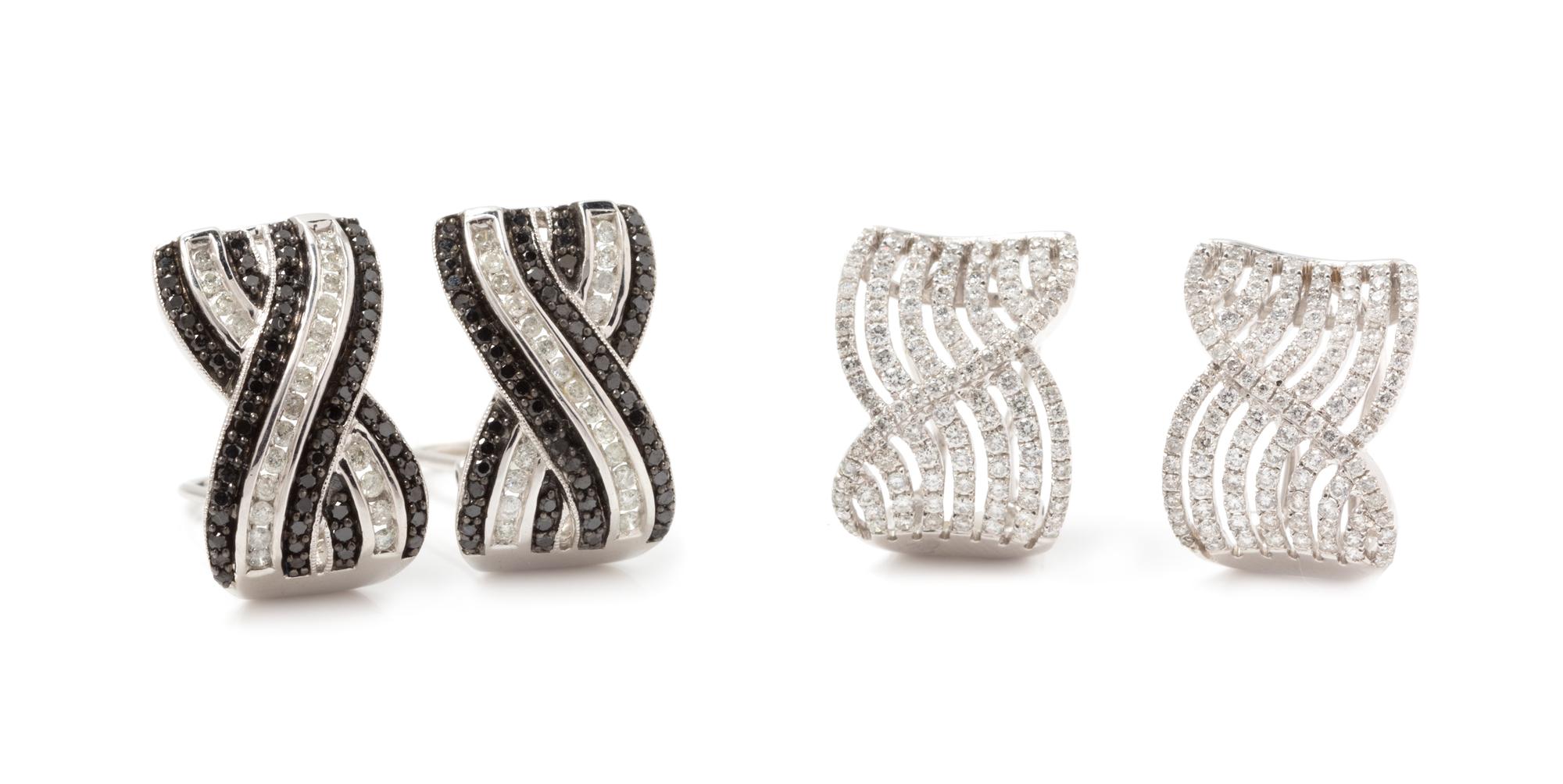 A Collection of White Gold and Diamond Earclips, 9.50 dwts.