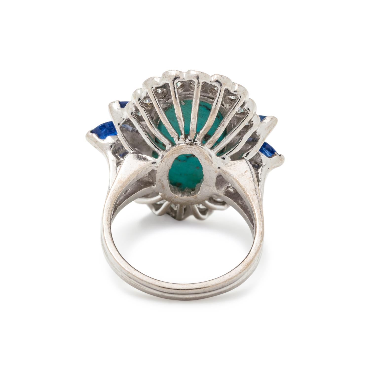 TURQUOISE, SAPPHIRE AND DIAMOND RING