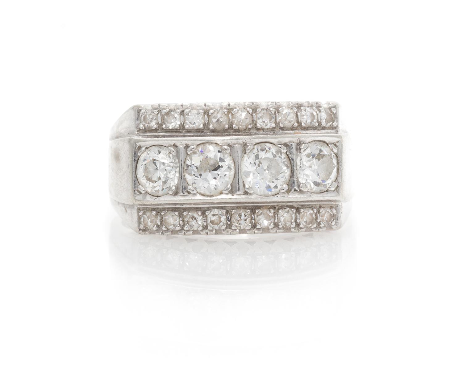 A 14 Karat White Gold and Diamond Ring, 3.80 dwts.