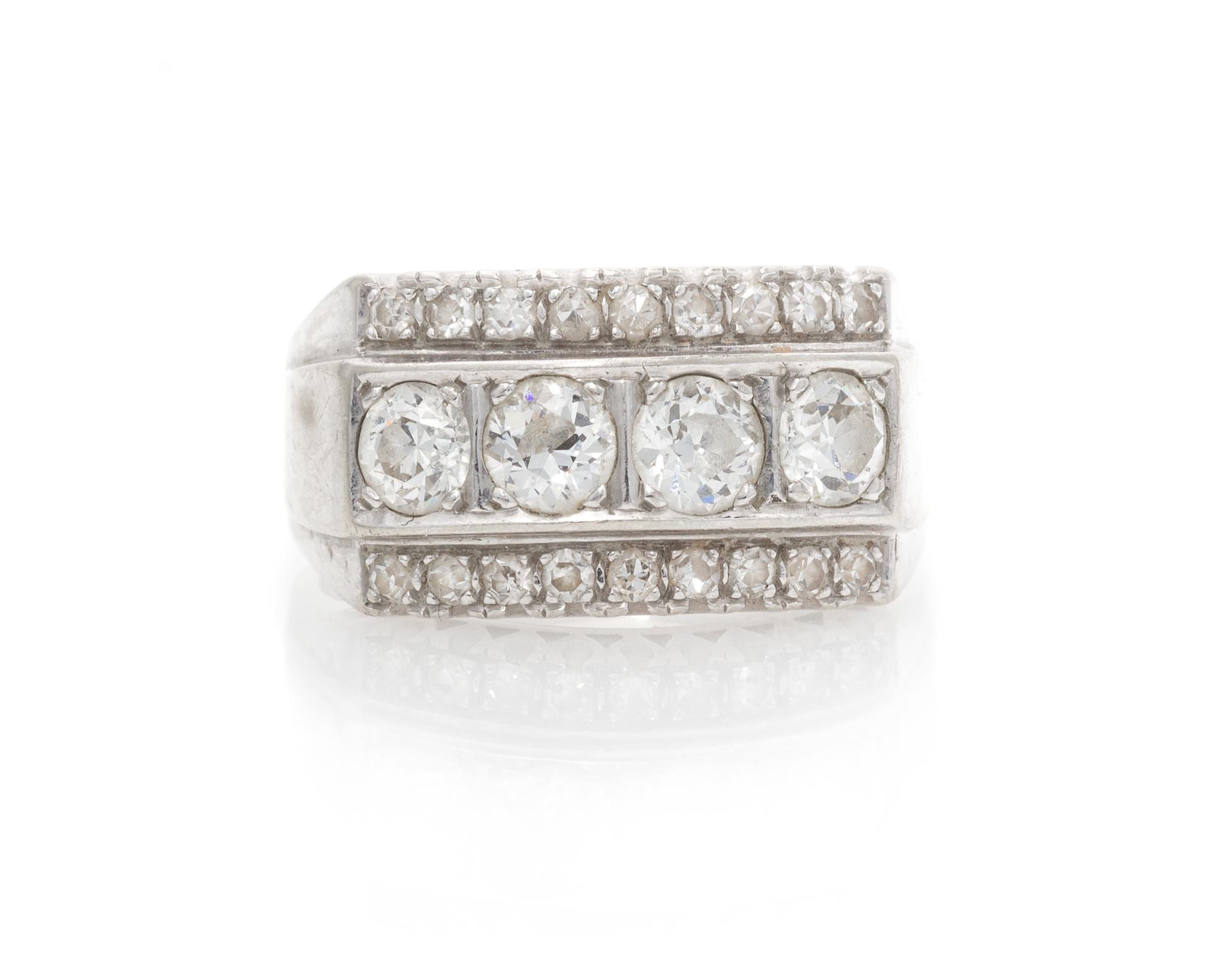 A 14 Karat White Gold and Diamond Ring, 3.80 dwts.
