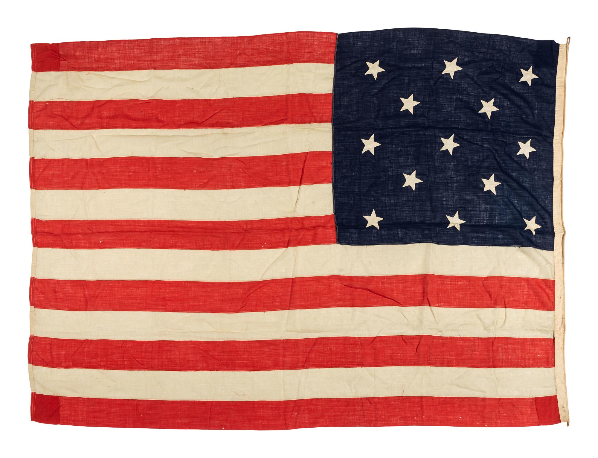 [FLAGS]. 13-star American Centennial flag. Ca mid-to-late 19th century.